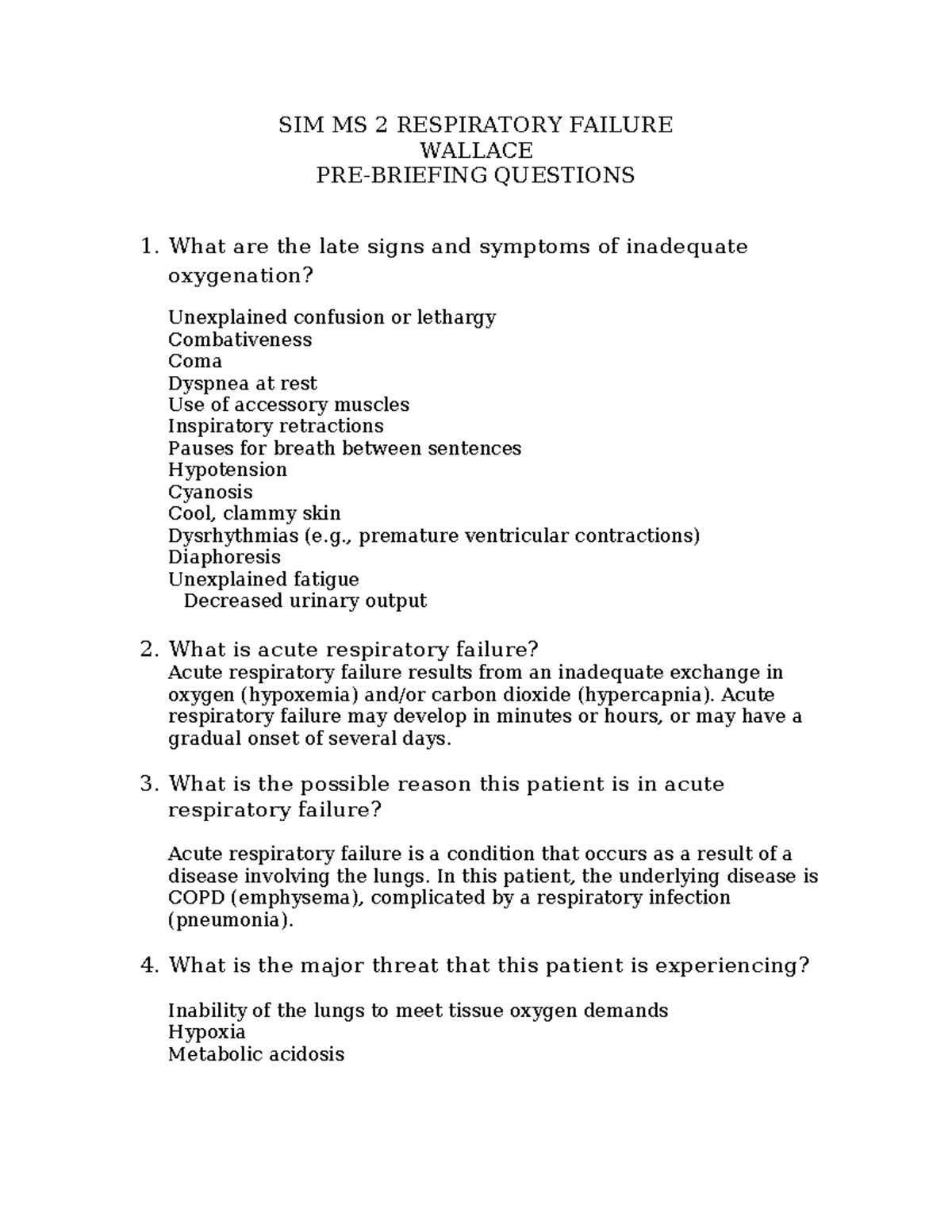 MS 2 Resp Distress Student - SIM MS 2 RESPIRATORY FAILURE WALLACE PRE ...