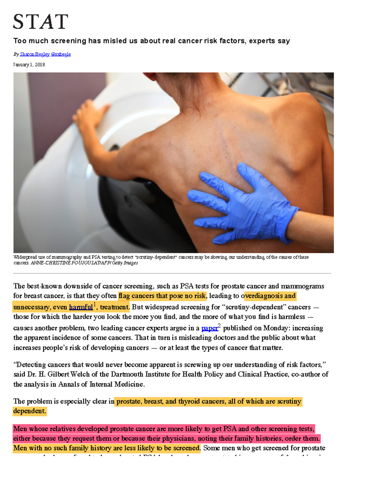 Experts: too much screening has misled us about cancer risk factors - T ...