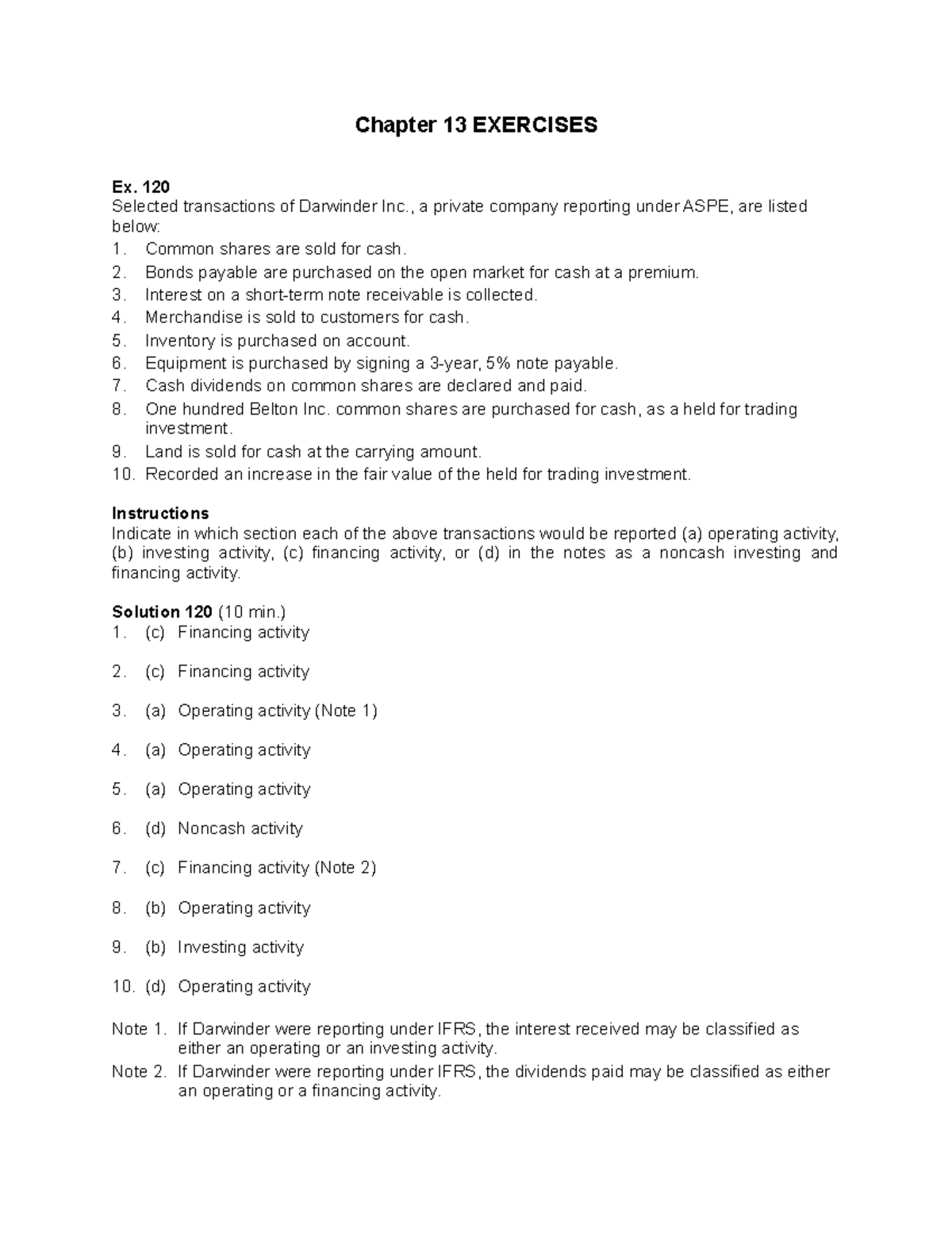 Final exam excersises only with solution - Chapter 13 EXERCISES Ex. 120 ...