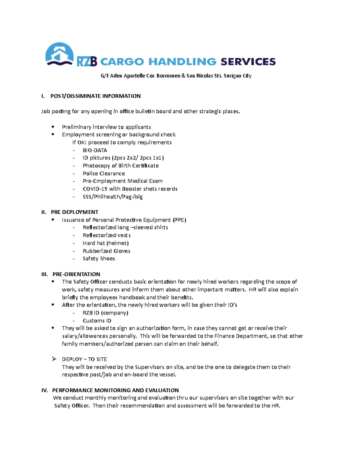 HR Procedures - logo 101 - G/F Aden Apartelle Cor. Borromeo & San ...