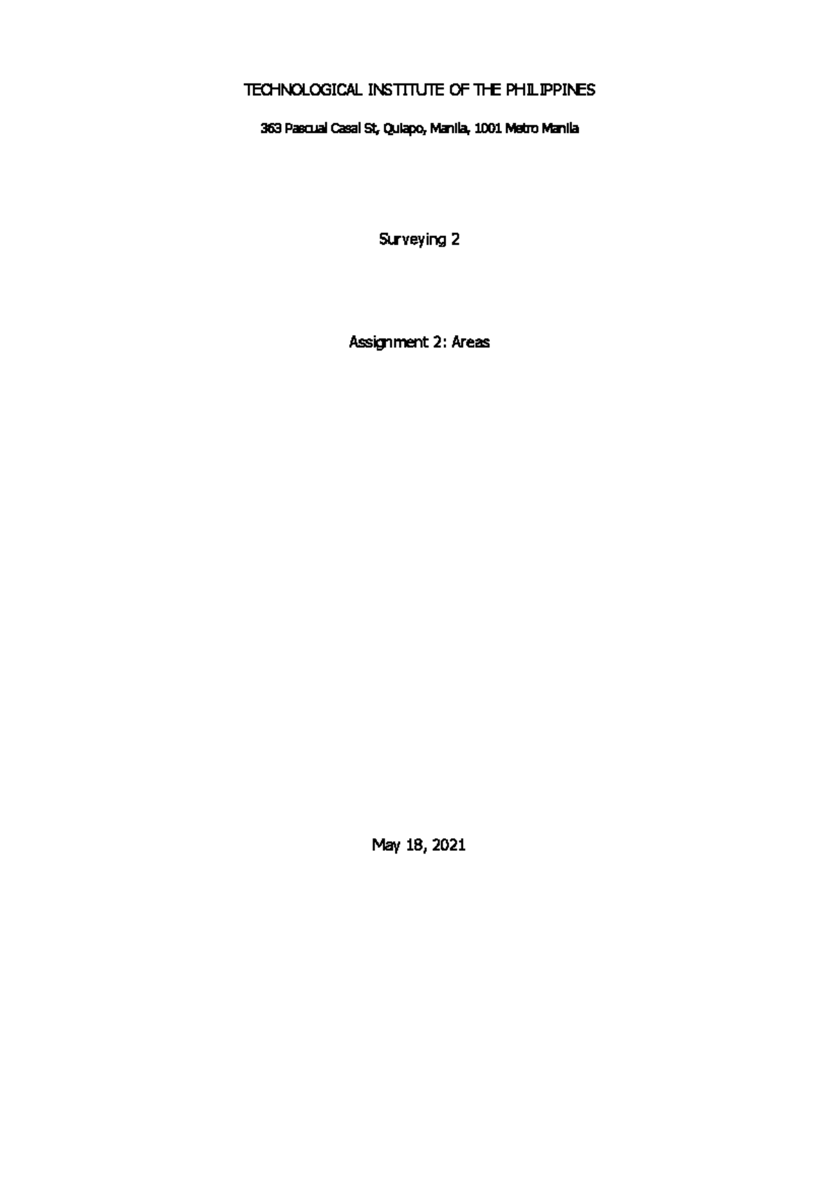 Assignment 2 Areas Higher Surveying Tip Studocu