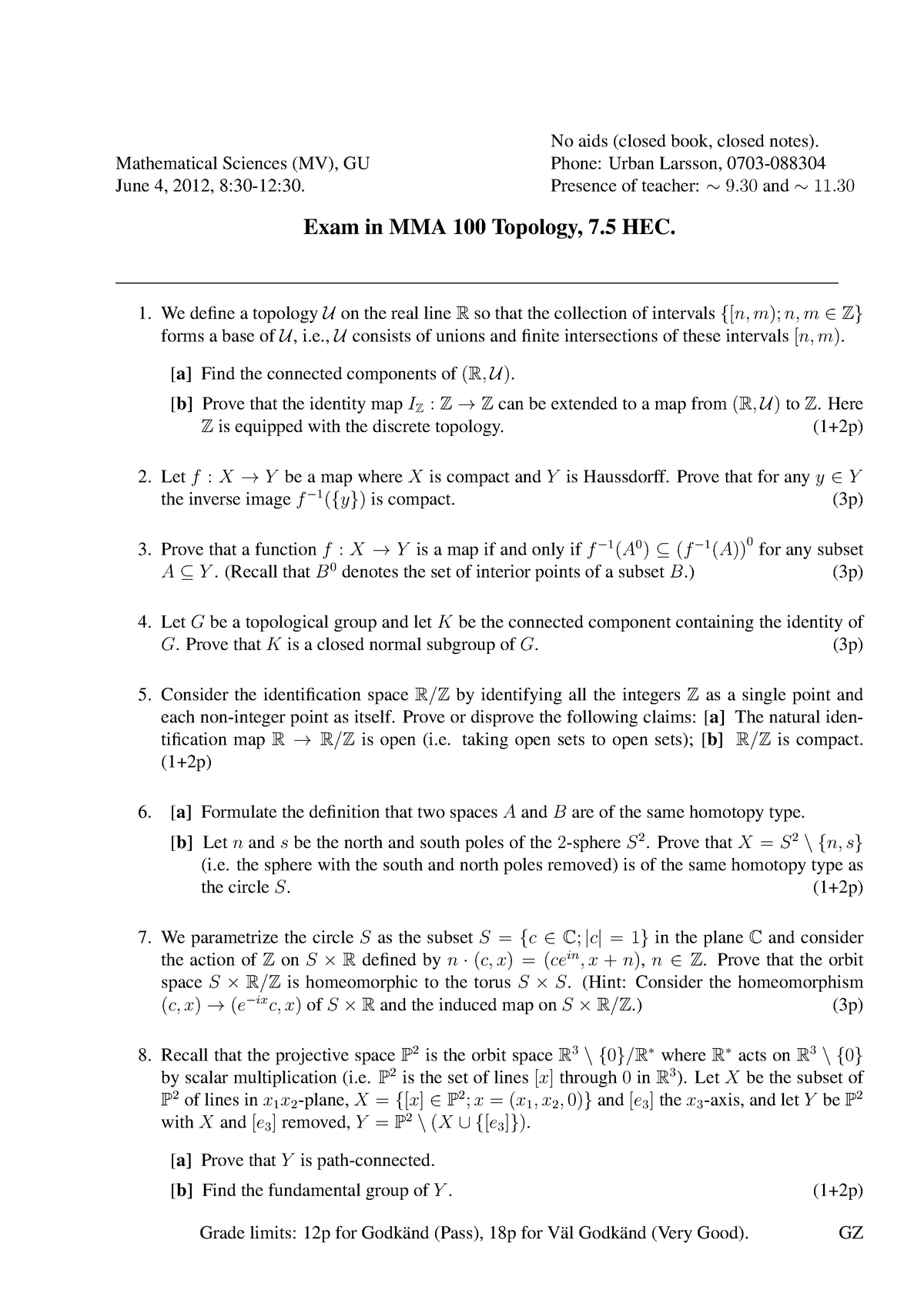 Exam 4 June 12 Questions And Answers Mathematical Sciences Mv Gu June No Studocu