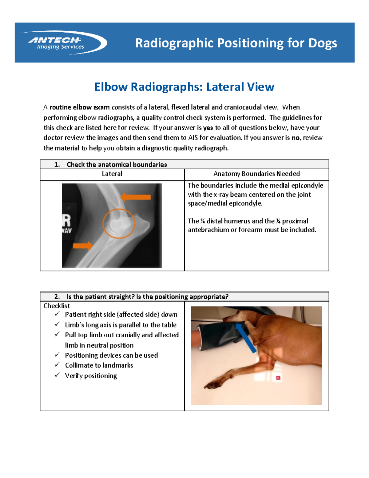 Elbow Positioning Course Handout - Elbow Radiographs: Lateral View A ...