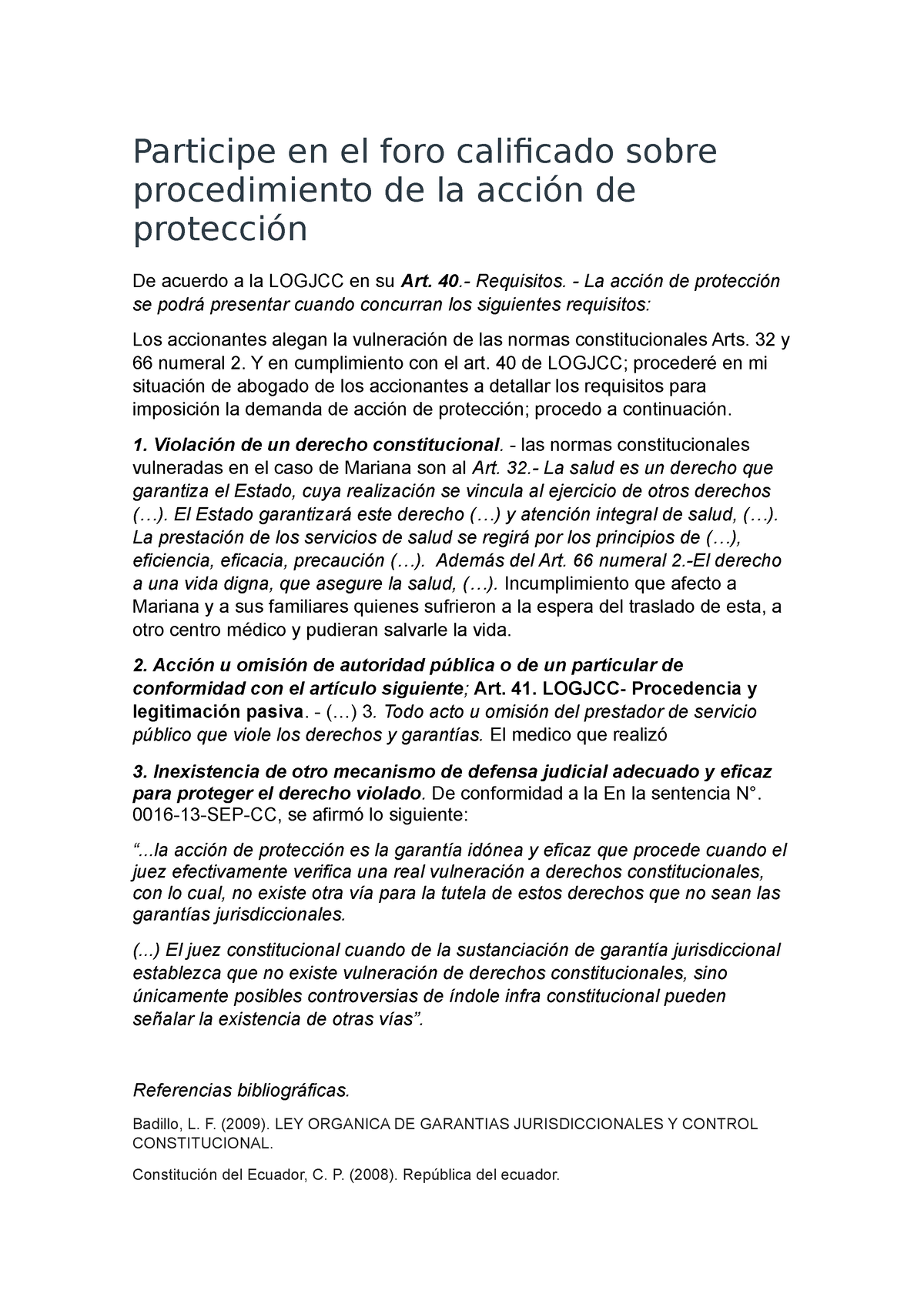 Participe En El Foro Calificado Sobre Procedimiento De La Acci N De Protecci N Participe En El