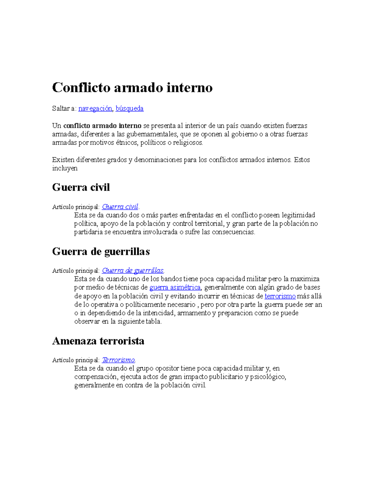 Conflicto Armado Interno - Existen Diferentes Grados Y Denominaciones ...