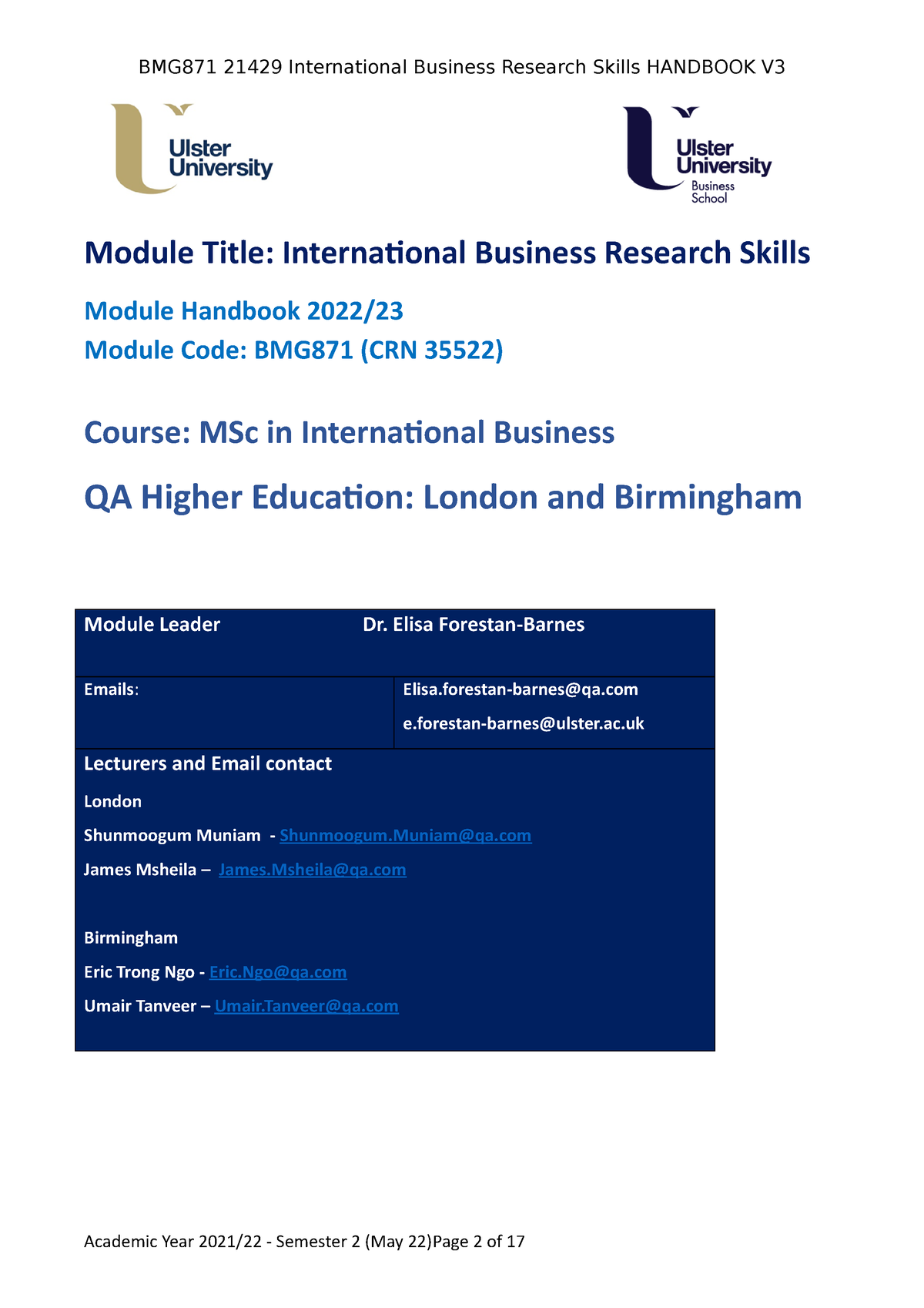 bmg871-qahe-module-handbook-sept22-bmg871-21429-international