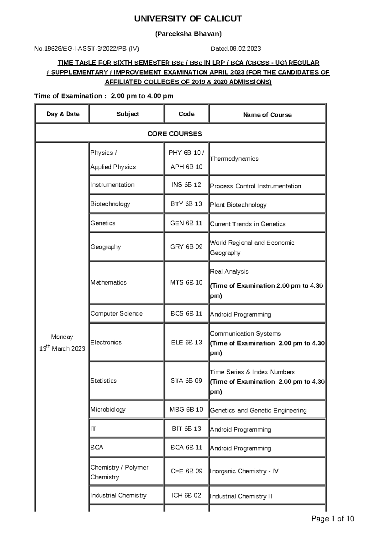 TT-6th Sem BSc Cbcss - Tt55 - UNIVERSITY OF CALICUT (Pareeksha Bhavan ...