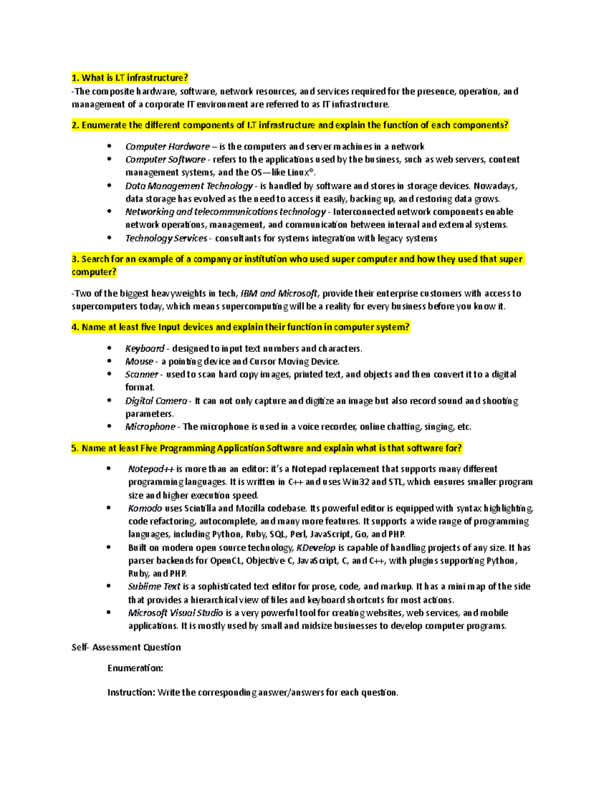 Activity 1 Networking 1 IT Infrastructure - 1. What is I infrastructure ...