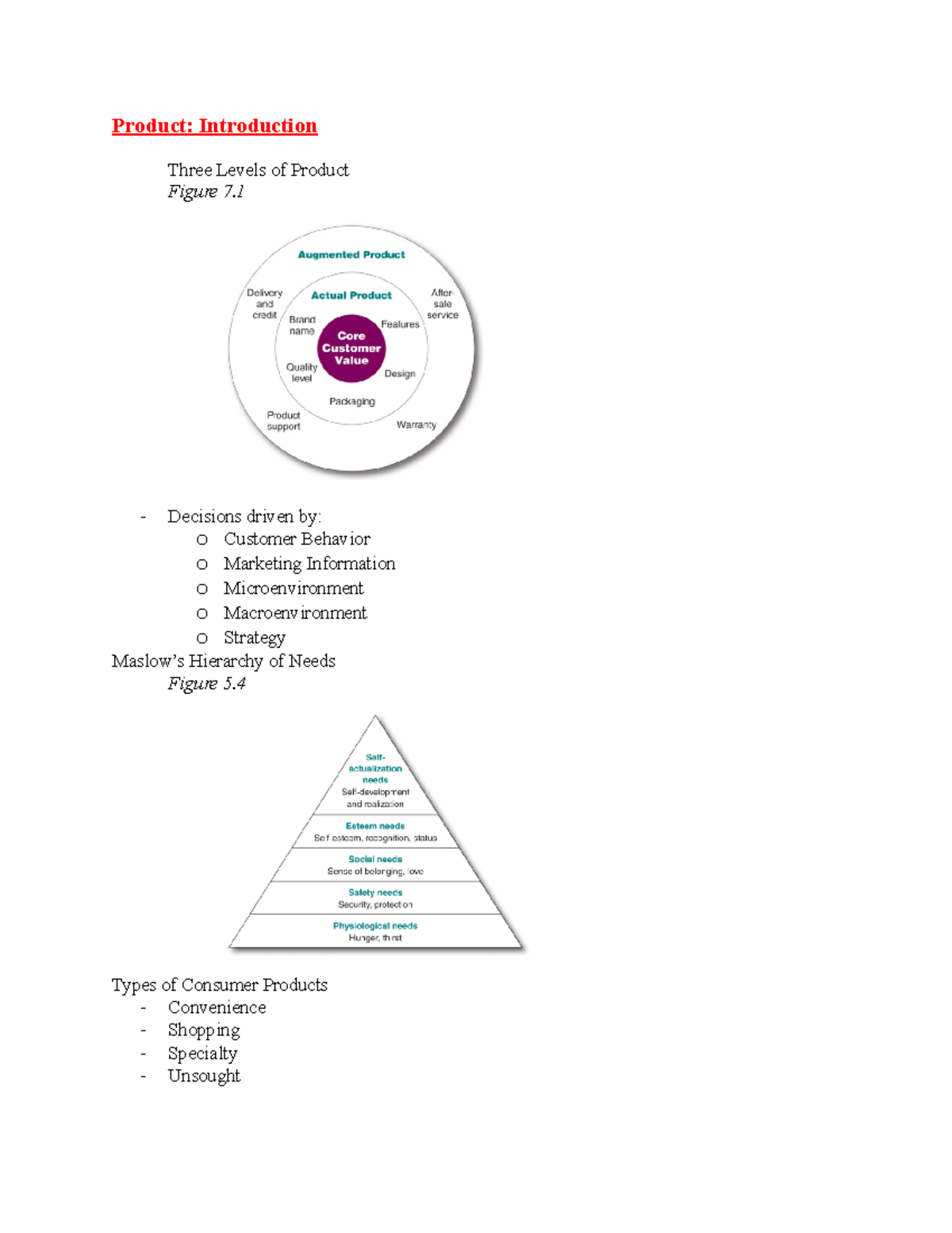 Product Notes - Exam 3 Prep - Professor Roth - Product: Introduction ...