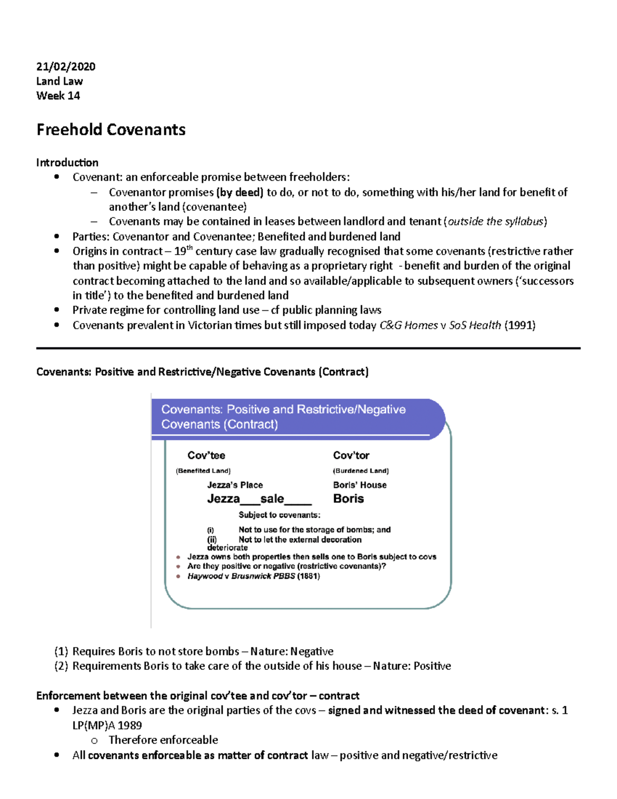 covenants land law essay