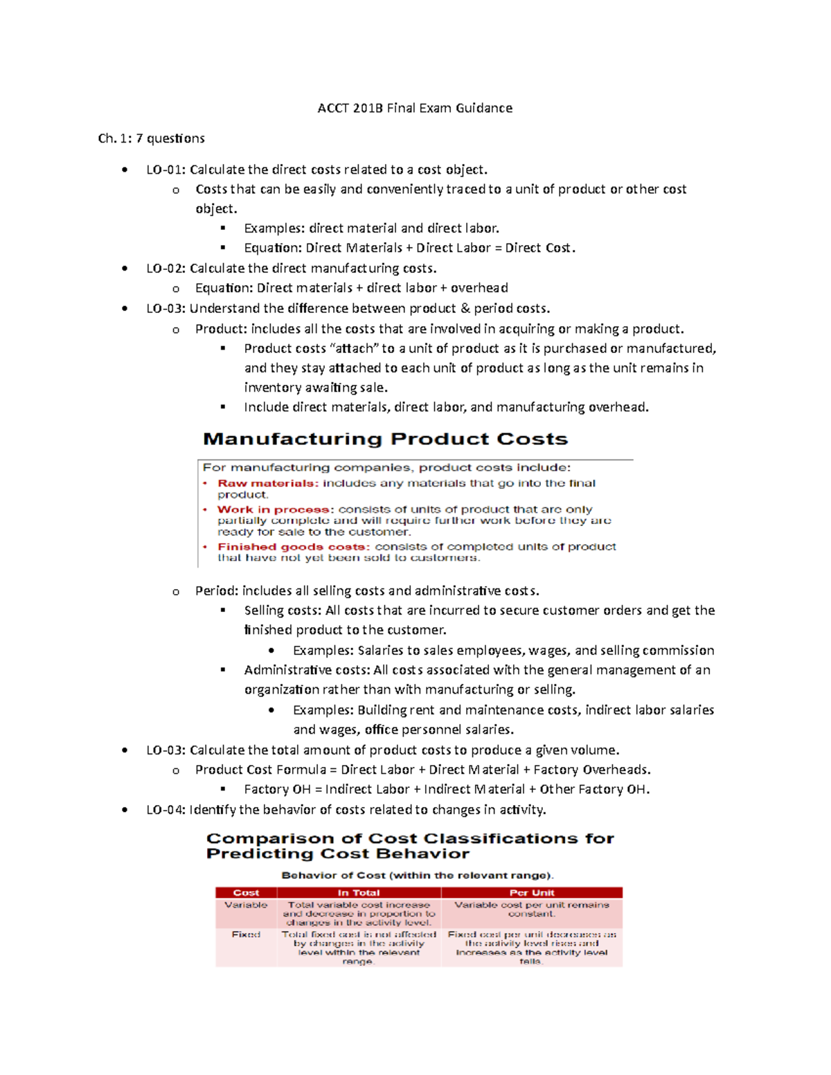 ACCT 201B Final Exam Guidance - 1: 7 Questions LO-01: Calculate The ...