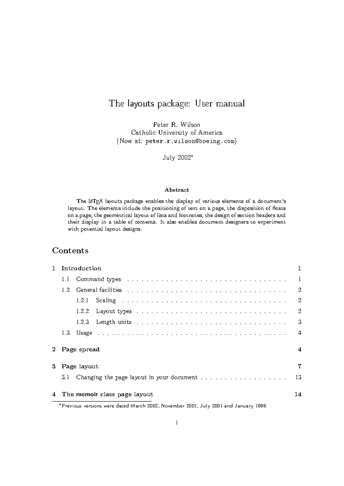 Layman - The layouts package: User manual Peter R. Wilson Catholic ...