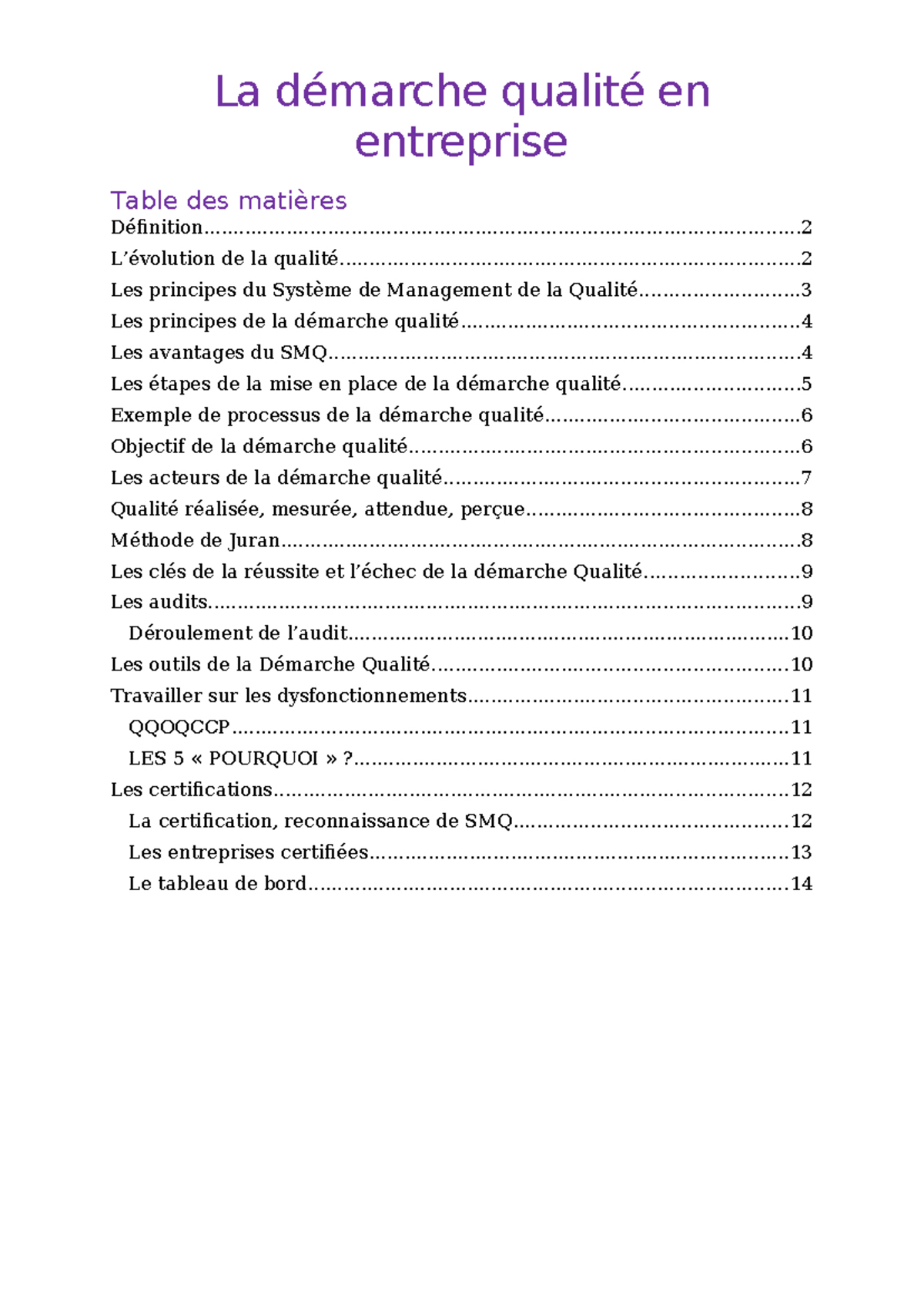 La démarche qualité en entreprise - La démarche qualité en entreprise ...