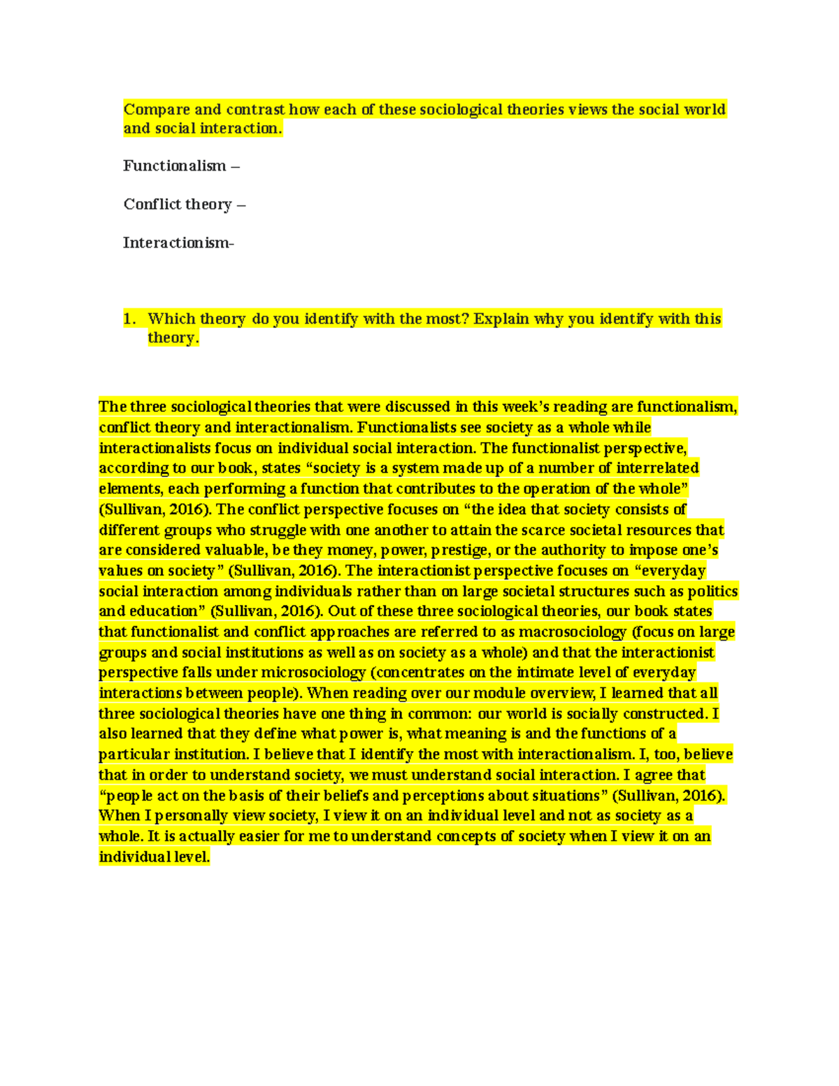 Week 1 assingment - week 1 assignment - Compare and contrast how each ...