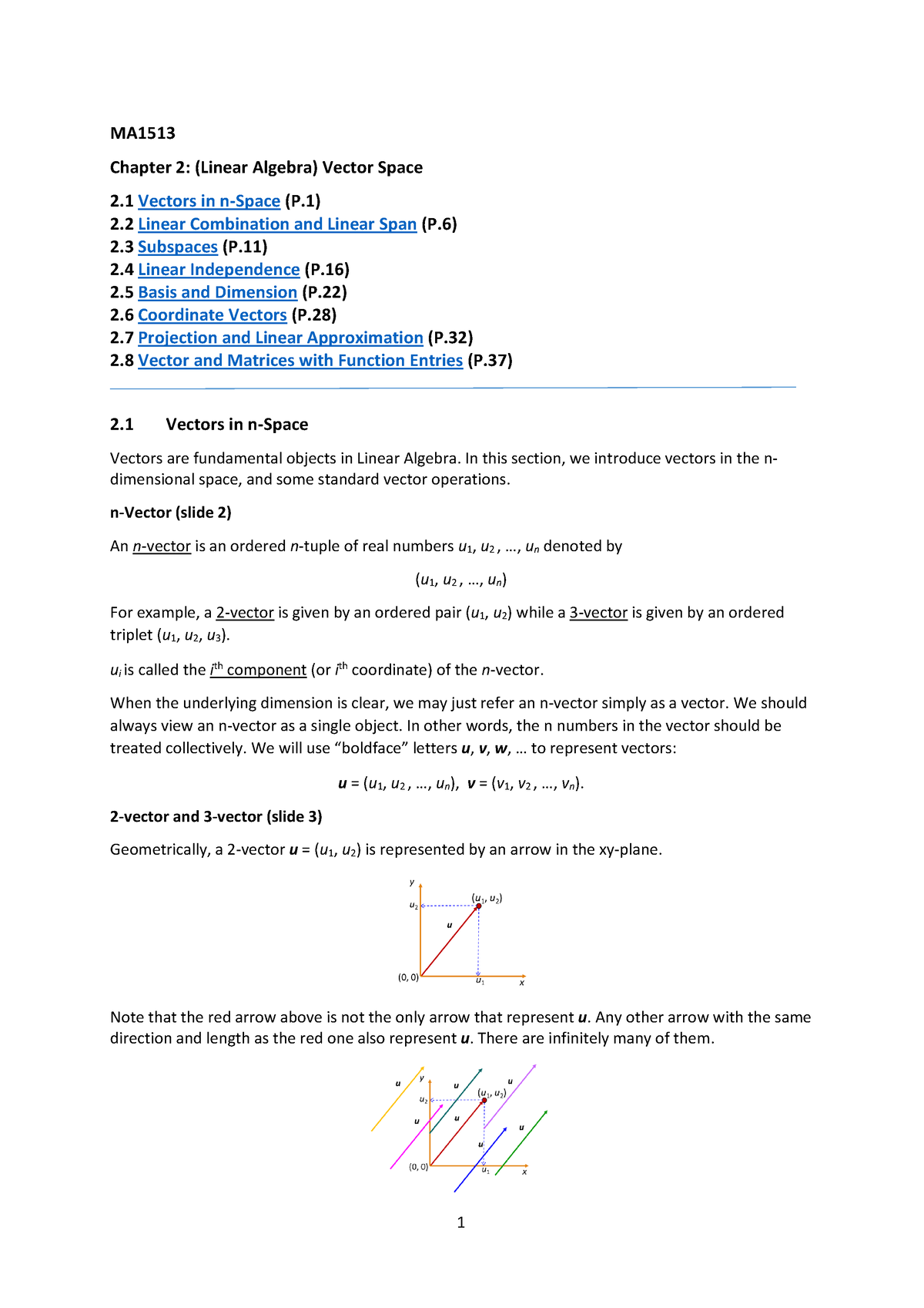 Chapter 2 Lecture Note MA Chapter 2 Linear Algebra Vector