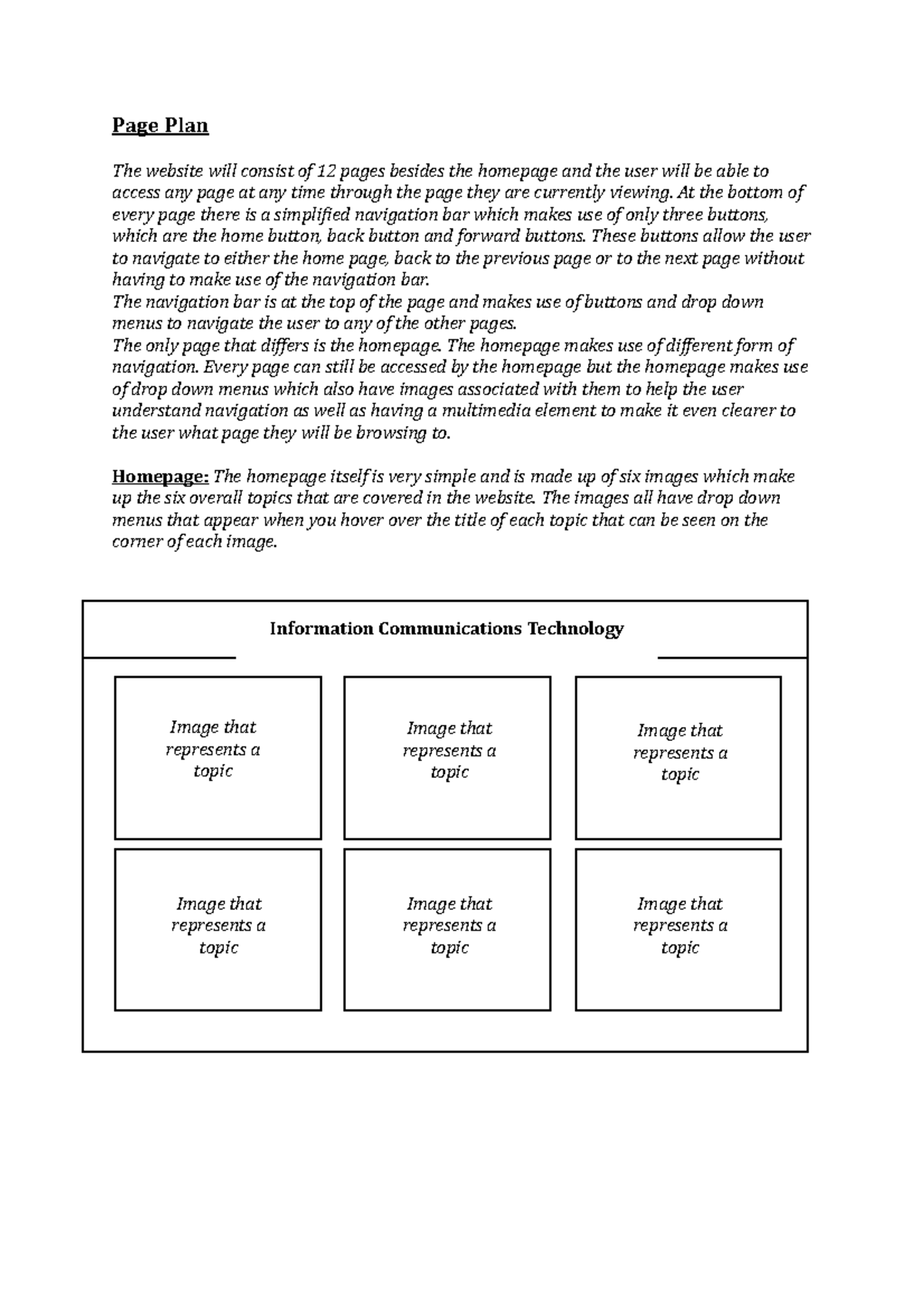 Tut 1 - Page Plan - Page Plan The website will consist of 12 pages ...
