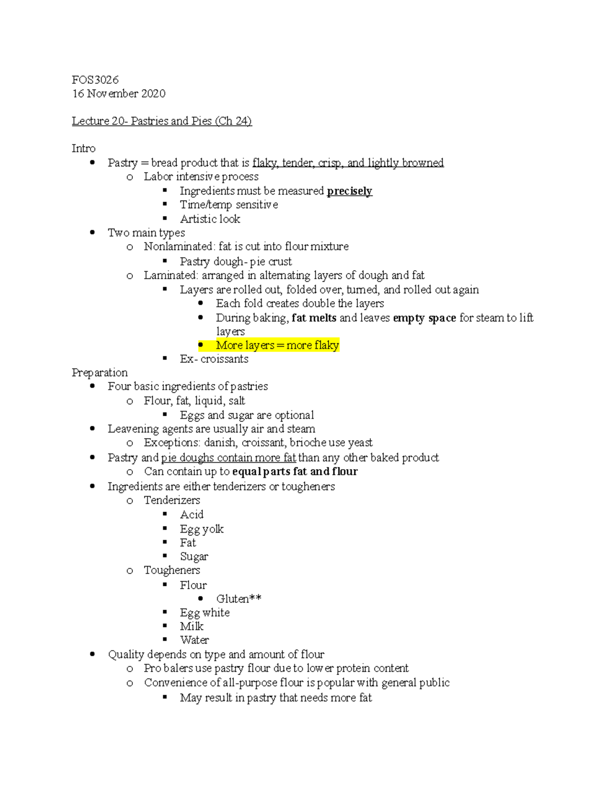 Pastries and Pies - Lecture notes 20 - FOS 16 November 2020 Lecture 20 ...