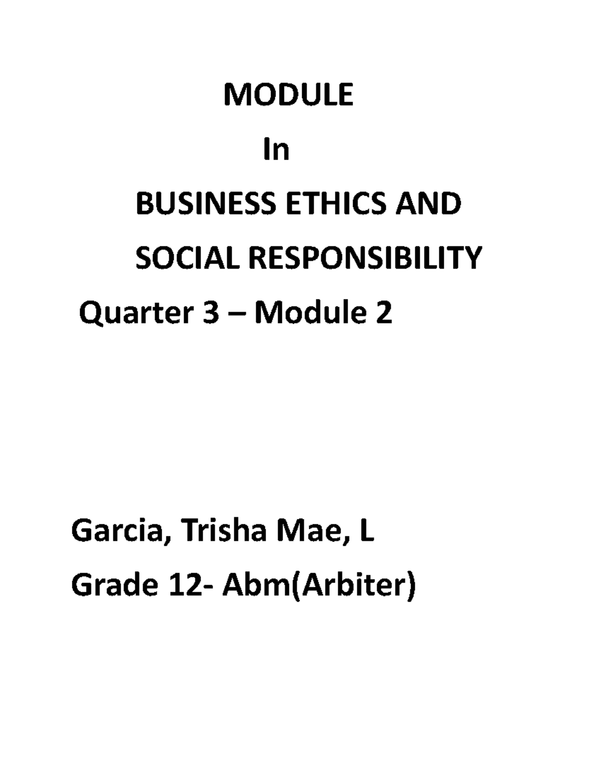 Business Ethics And Social Responsibility Module 6 Grade 12 Pdf