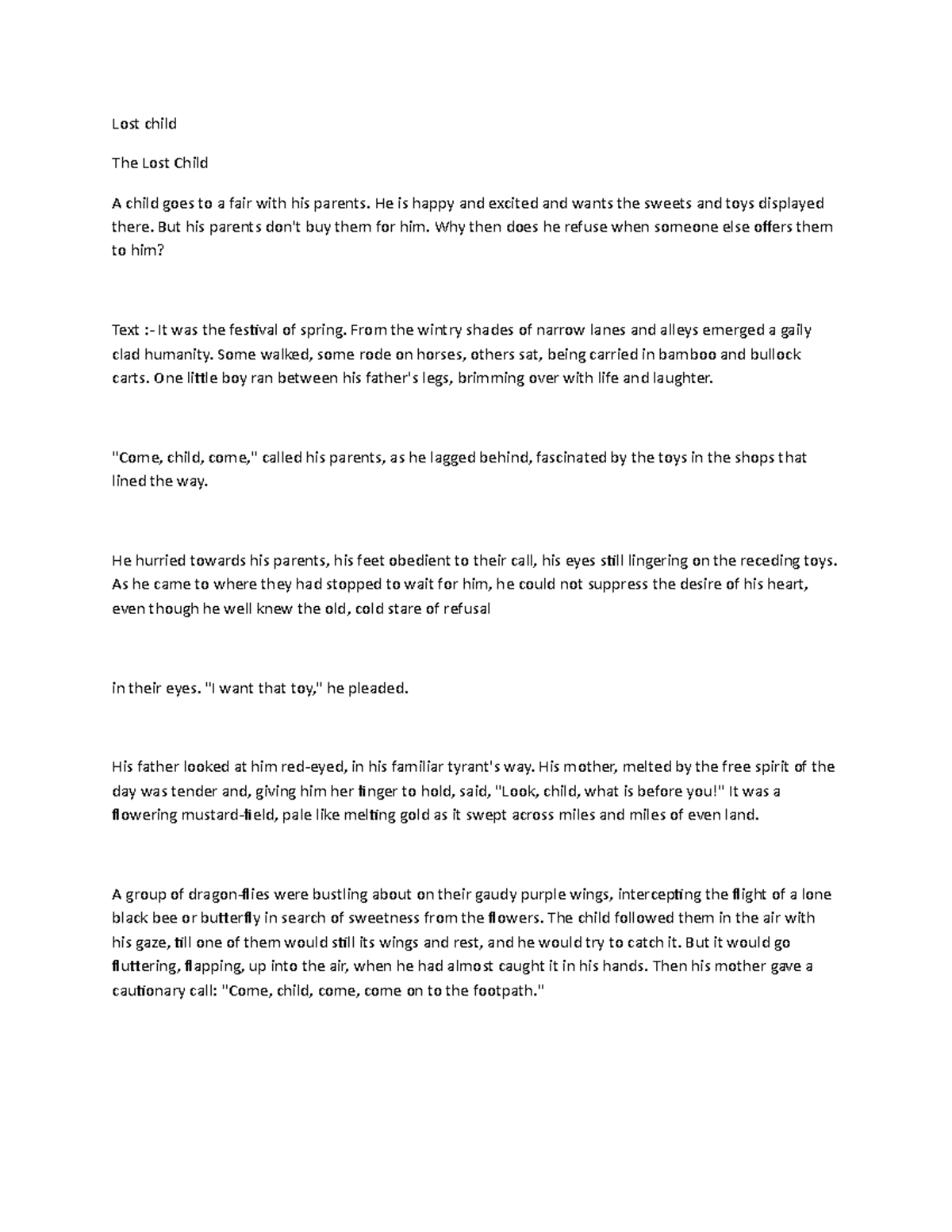 Lost childWPS Office Lost child The Lost Child A child goes to a