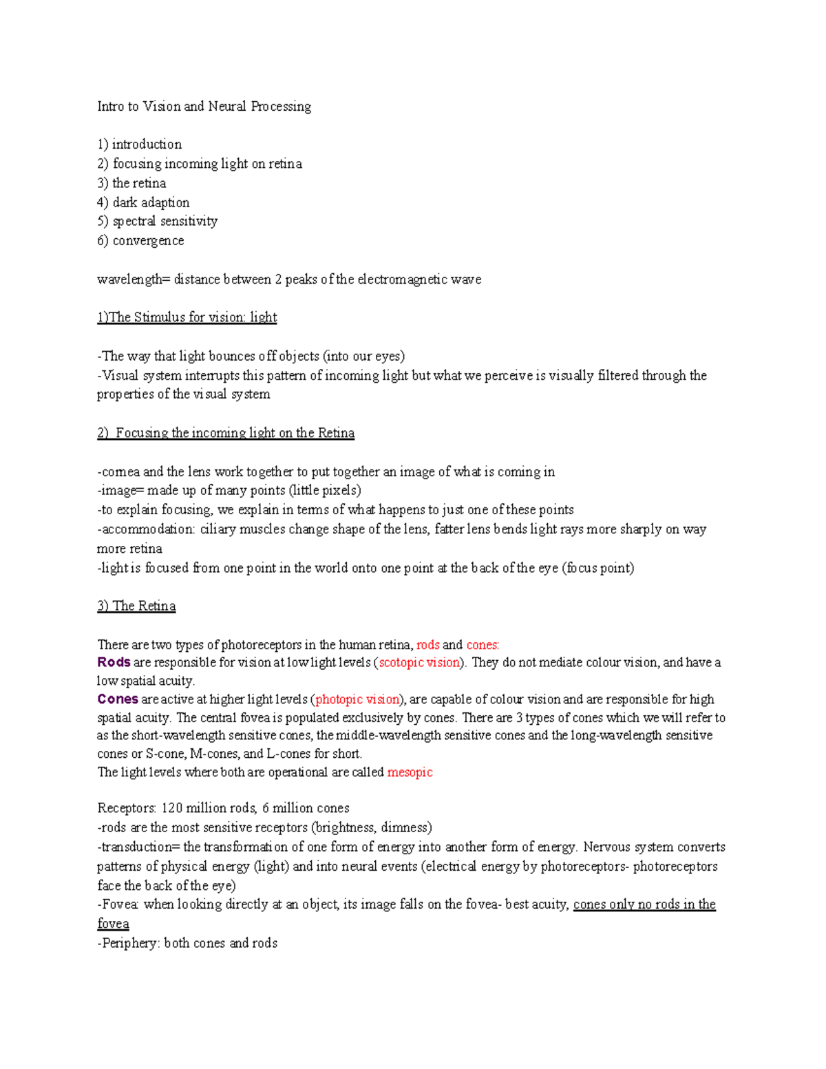 PS262- Intro to Vision and Neural Processing - Intro to Vision and ...