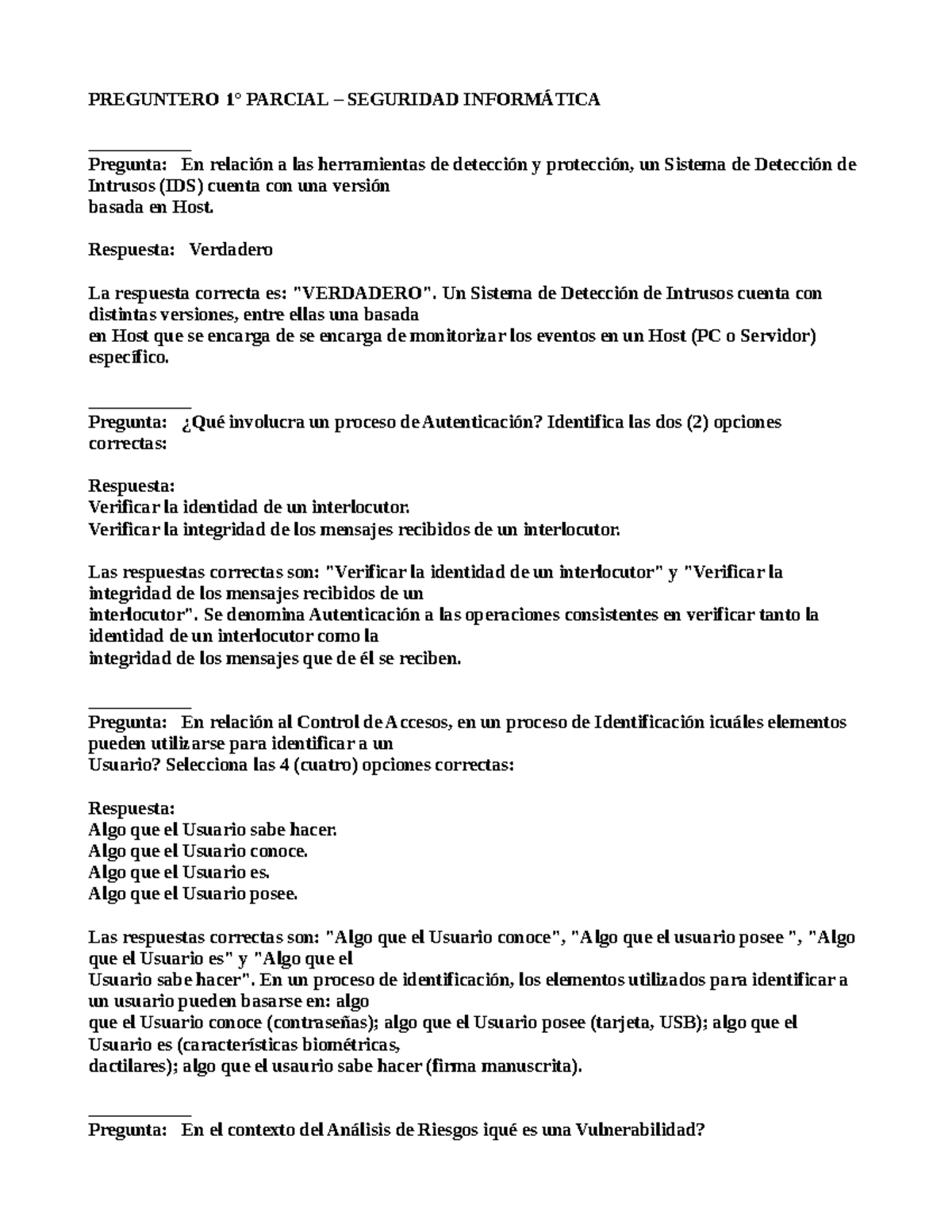 SegInfo 1er Parcial - PREGUNTERO 1° PARCIAL – SEGURIDAD INFORMÁTICA ...