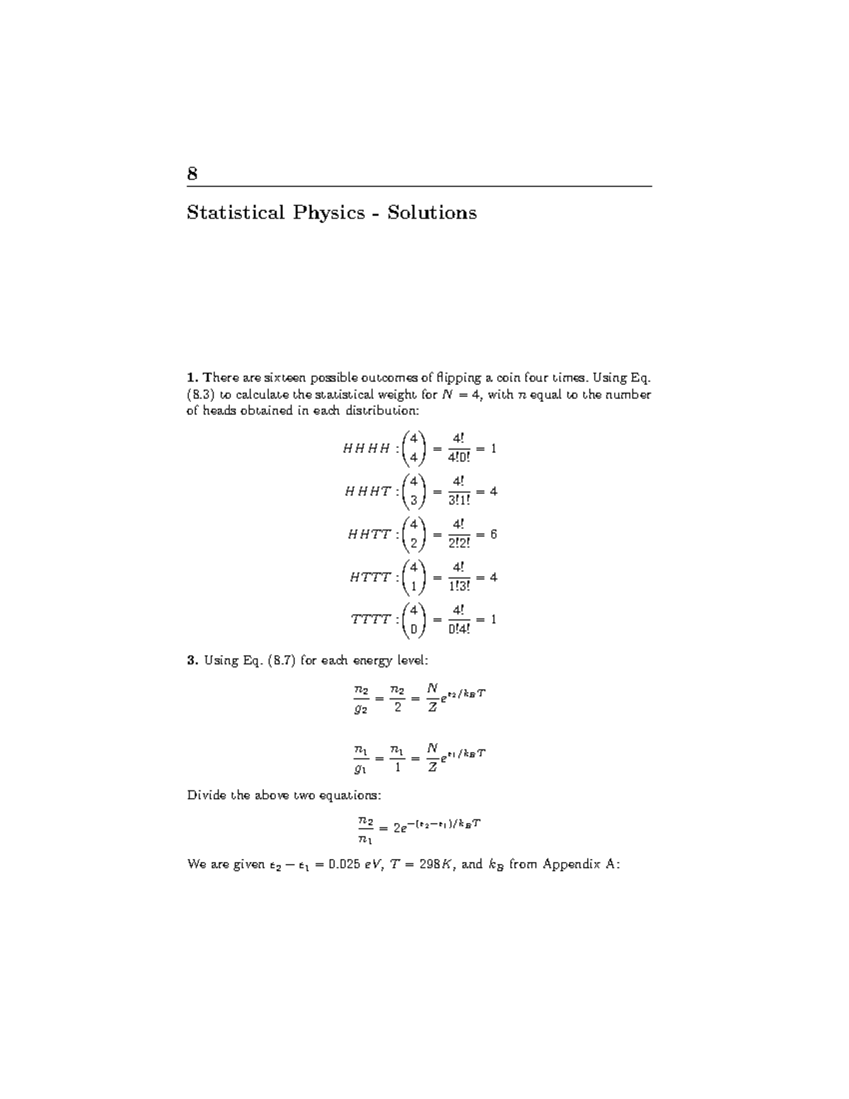 Chapter 08 - textbook answers ch. 8 - Statistical Physics - Solutions ...