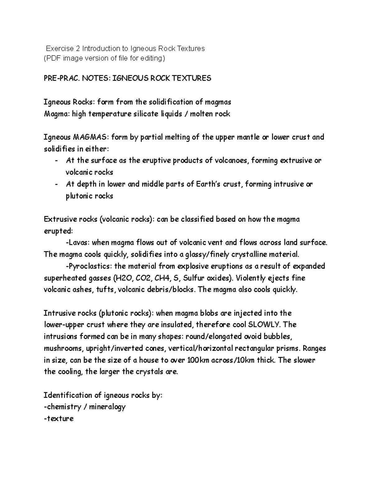 Igneous Textures - Exercise 2 Introduction to Igneous Rock Textures ...
