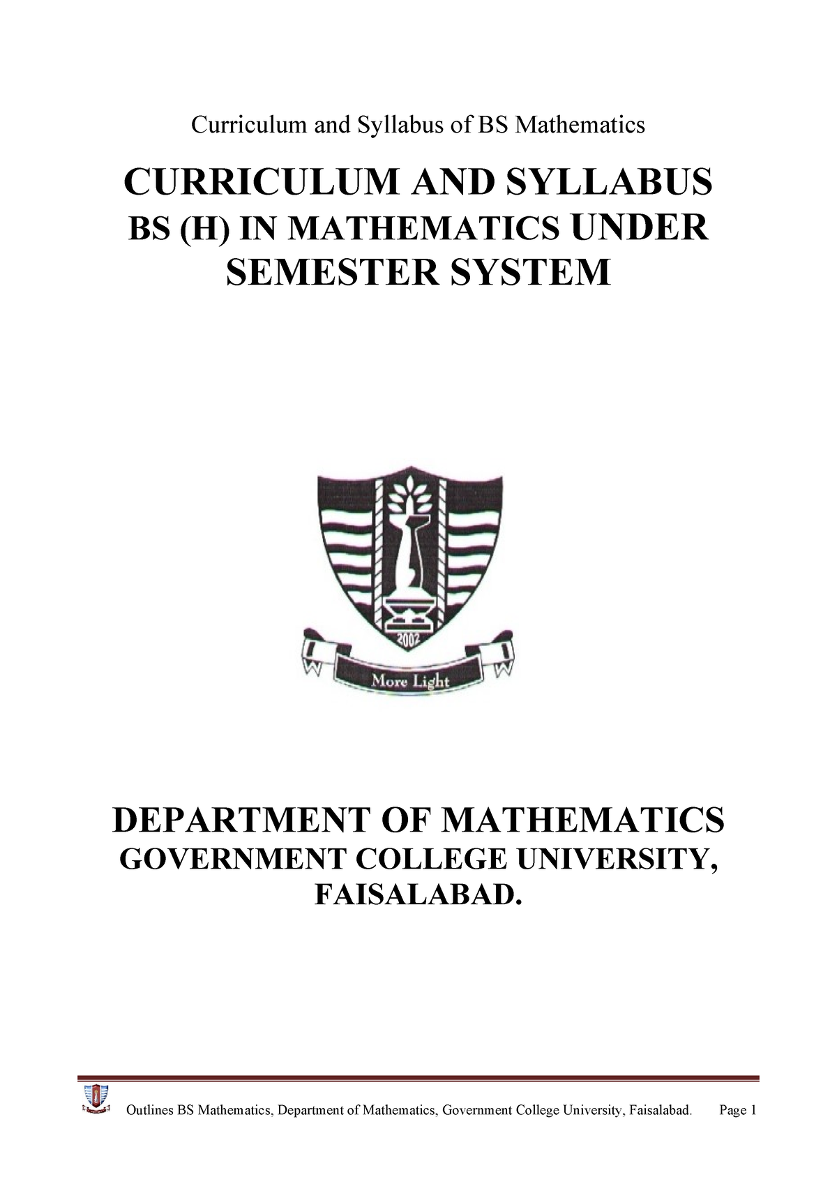 BS Mathematics Scheme Of Studies - Curriculum And Syllabus Of BS ...