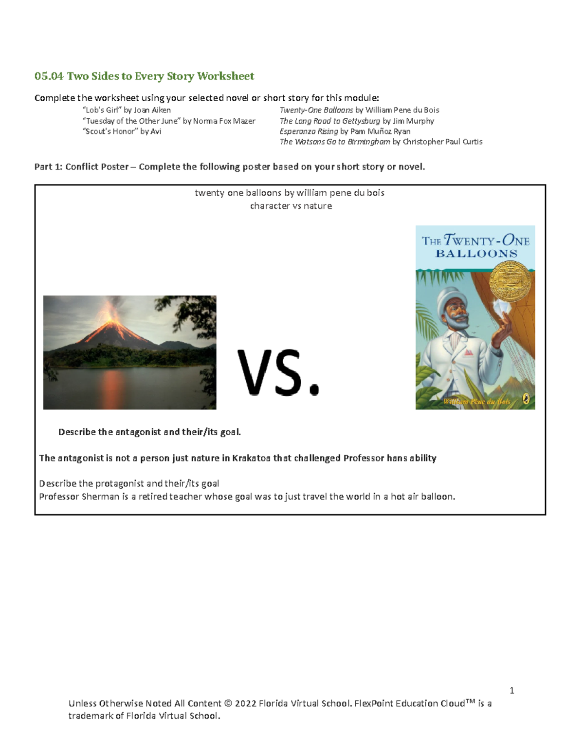 05 04 worksheet - 05 Two Sides to Every Story Worksheet Complete the ...