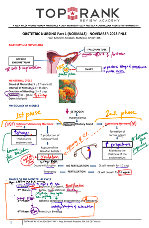 Obstetric Nursing PNLE Review Notes - MATERNAL HEALTH NURSING Dr. Marie ...