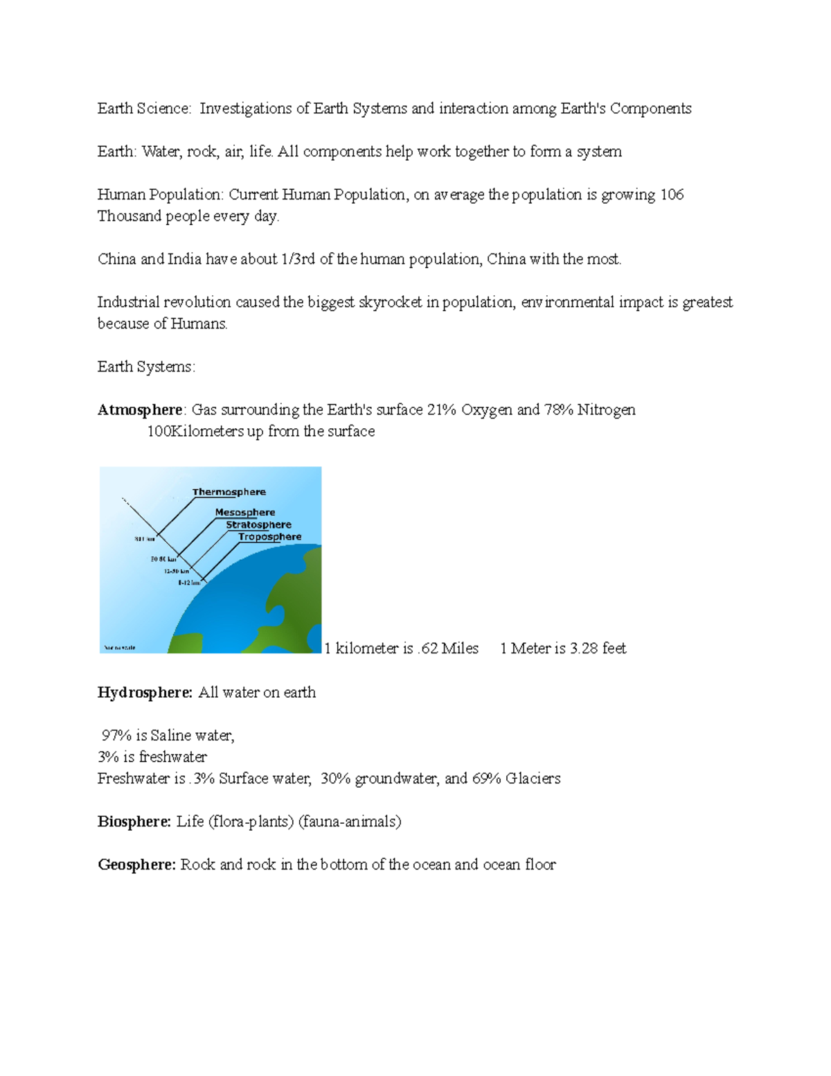 Earth System Science Notes - Earth Science: Investigations Of Earth ...