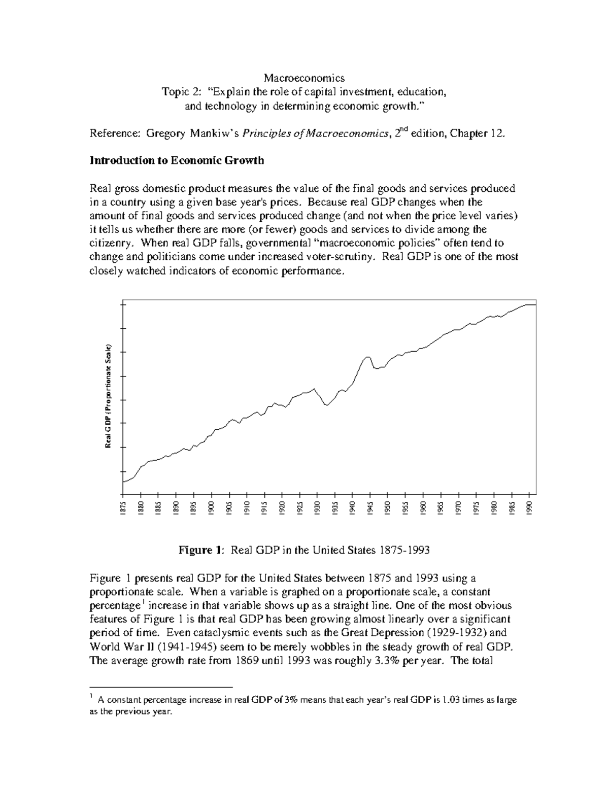 Macroeconomics lecture notes 2 - Macroeconomics Topic 2: “Explain the ...