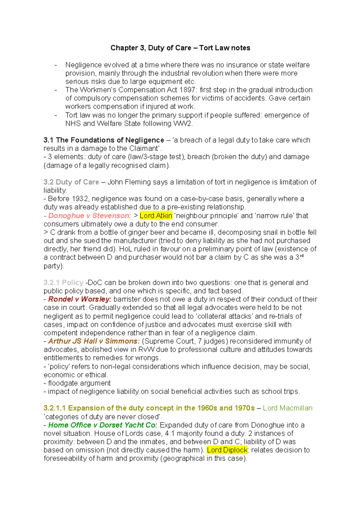 Chapter 3 - Tort Law Directions - Chapter 3, Duty of Care – Tort Law ...
