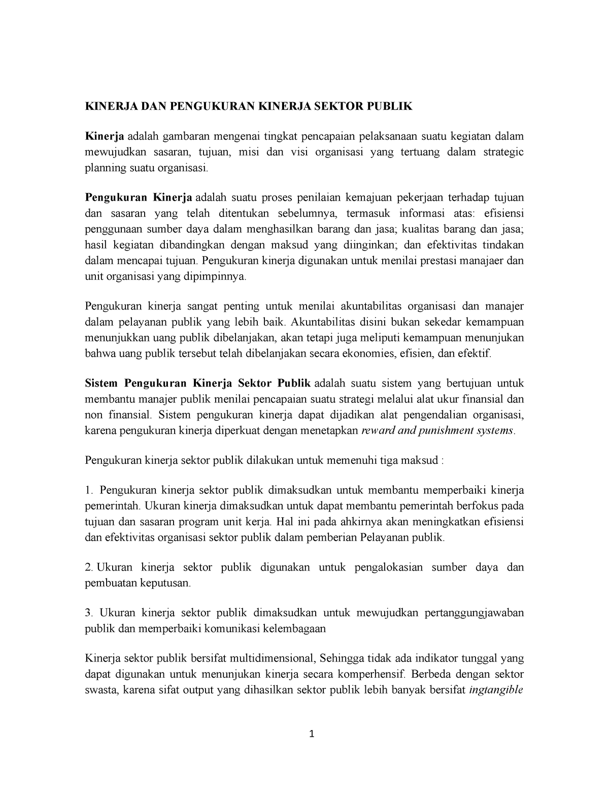 Kinerja DAN Pengukuran Kinerja Sektor Publik - KINERJA DAN PENGUKURAN ...