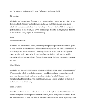Title The Impact of Music on Physical Performance and Exercise ...