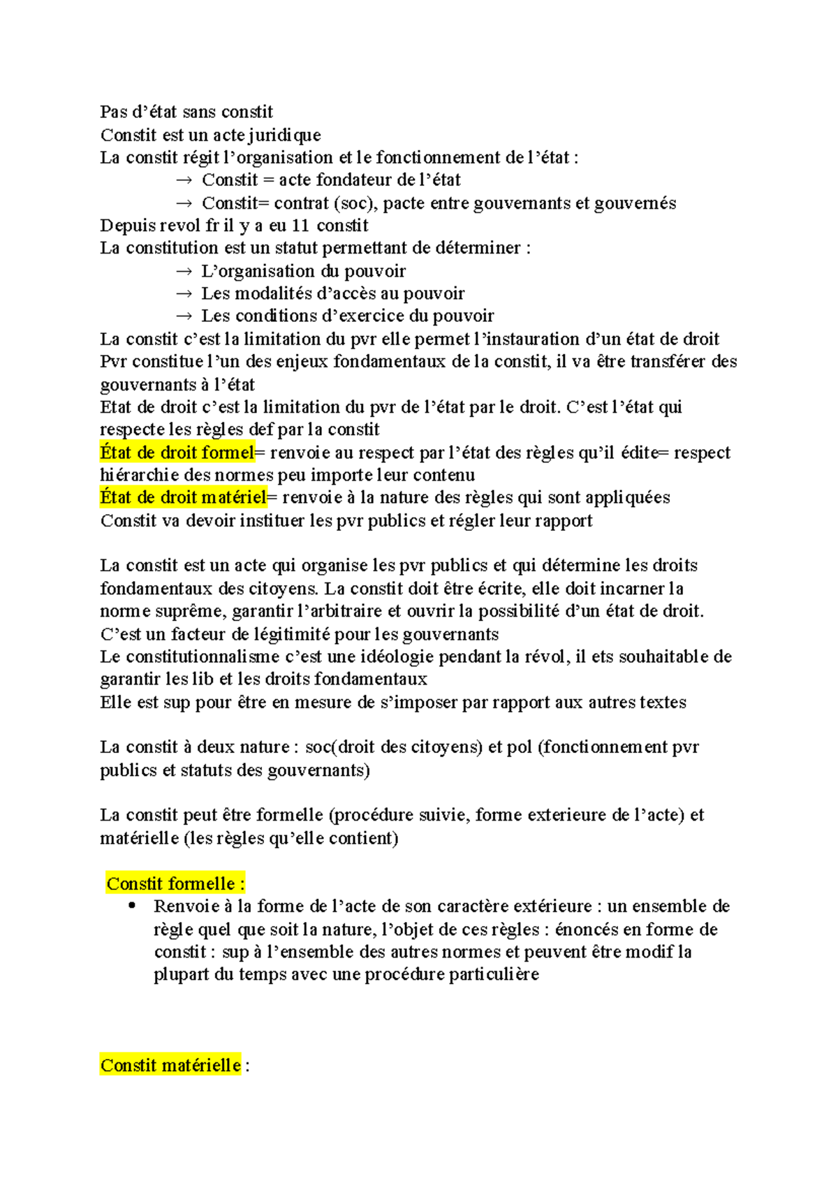 Fiche introduction droit contit - Pas d’état sans constit Constit est ...