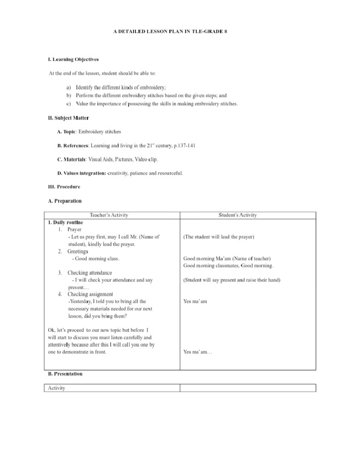 A Detailed Lesson Plan In Tle- Grade 8 - Bachelor In Elementary 