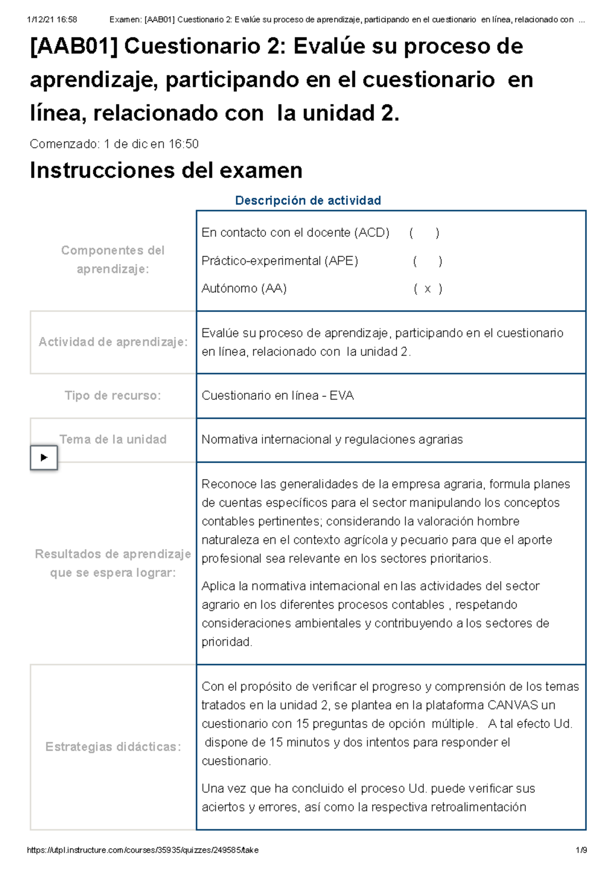 Examen [AAB01] Cuestionario 2 Evalúe Su Proceso De Aprendizaje ...