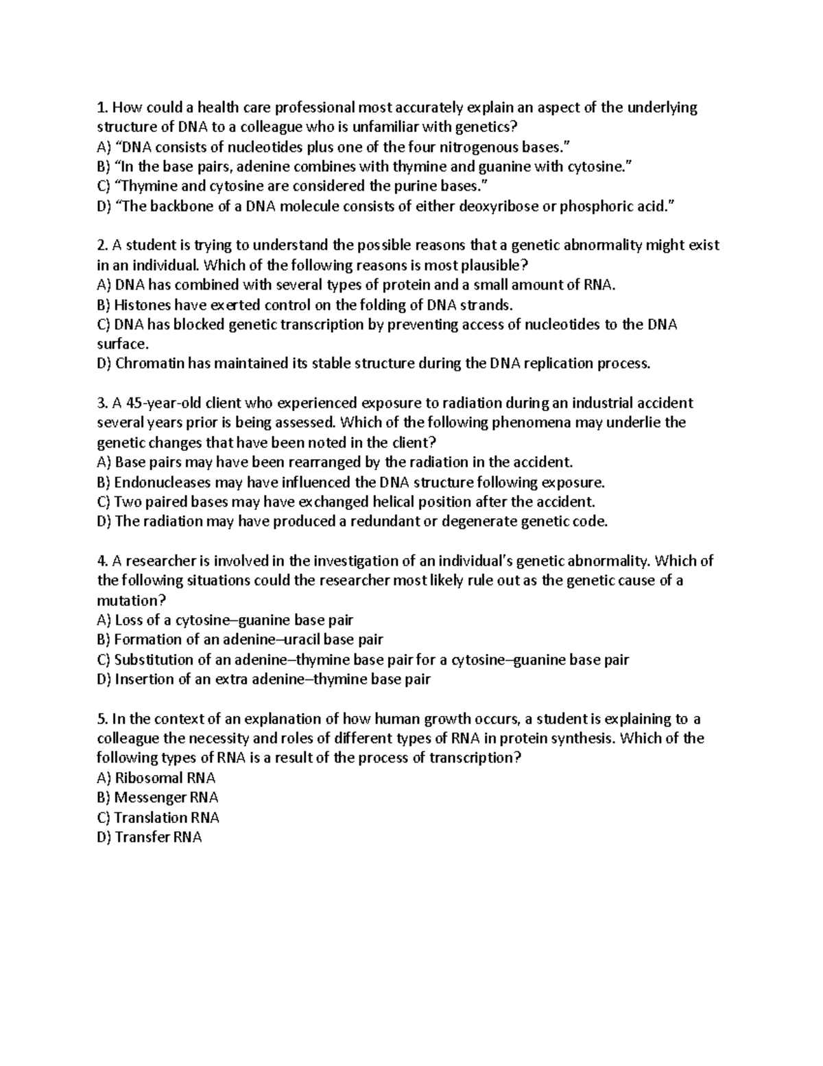 Chapter 4 Practice Questions - How Could A Health Care Professional ...