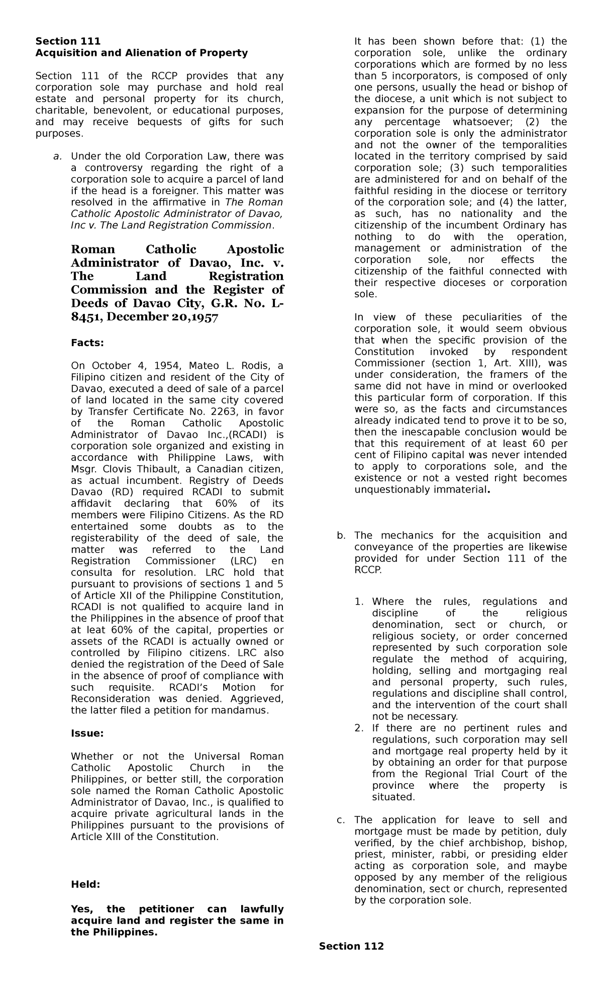 Amistad - Sections 111, 112 & 113 - Section 111 Acquisition and ...