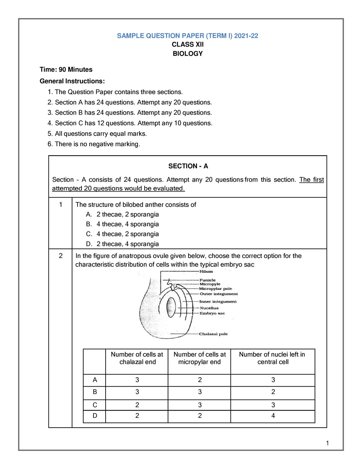 Biology-SQP - Dhsh - SAMPLE QUESTION PAPER (TERM I) 2021- CLASS XII ...