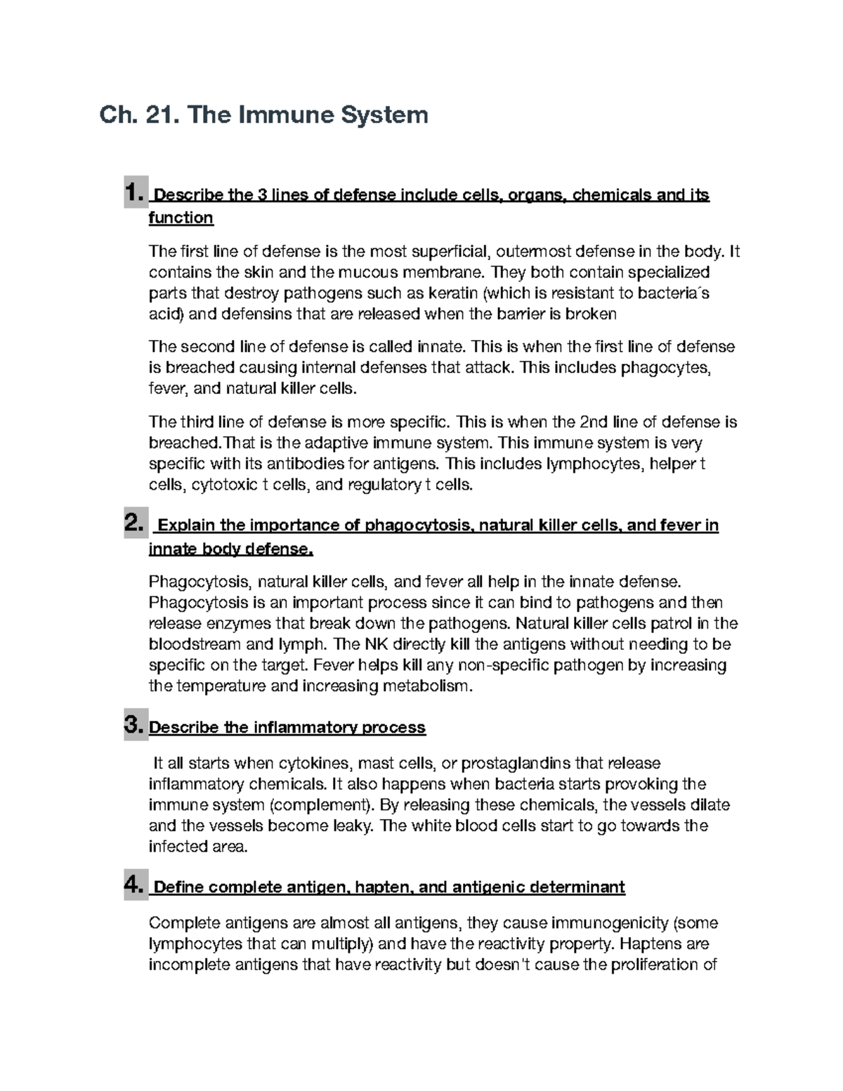 Concept Check Questions Chapter 21 - Ch. 21. The Immune System 1 ...