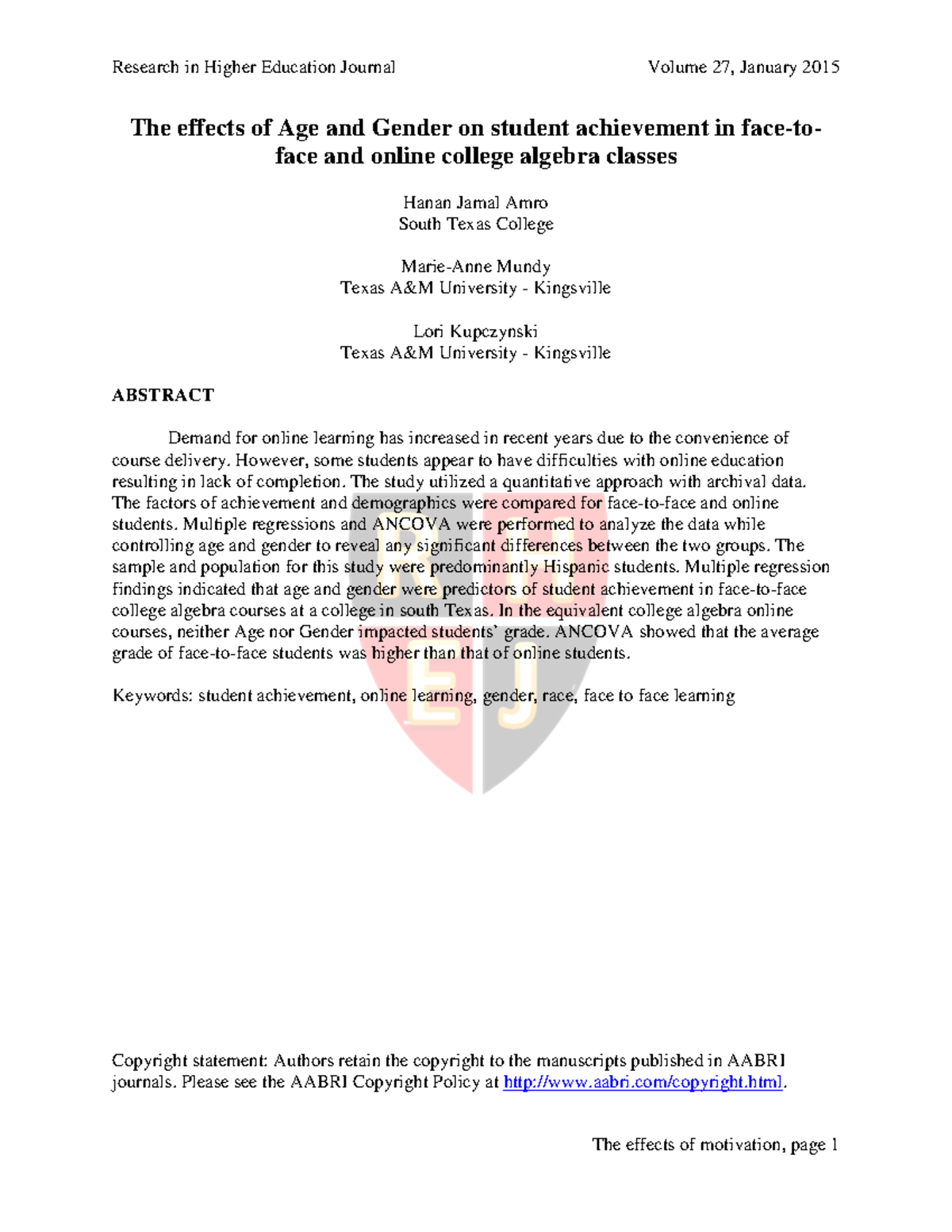 AGE AND GENDEEEEEEEEEEEEEEEEEEEEEEER - The effects of Age and Gender on ...