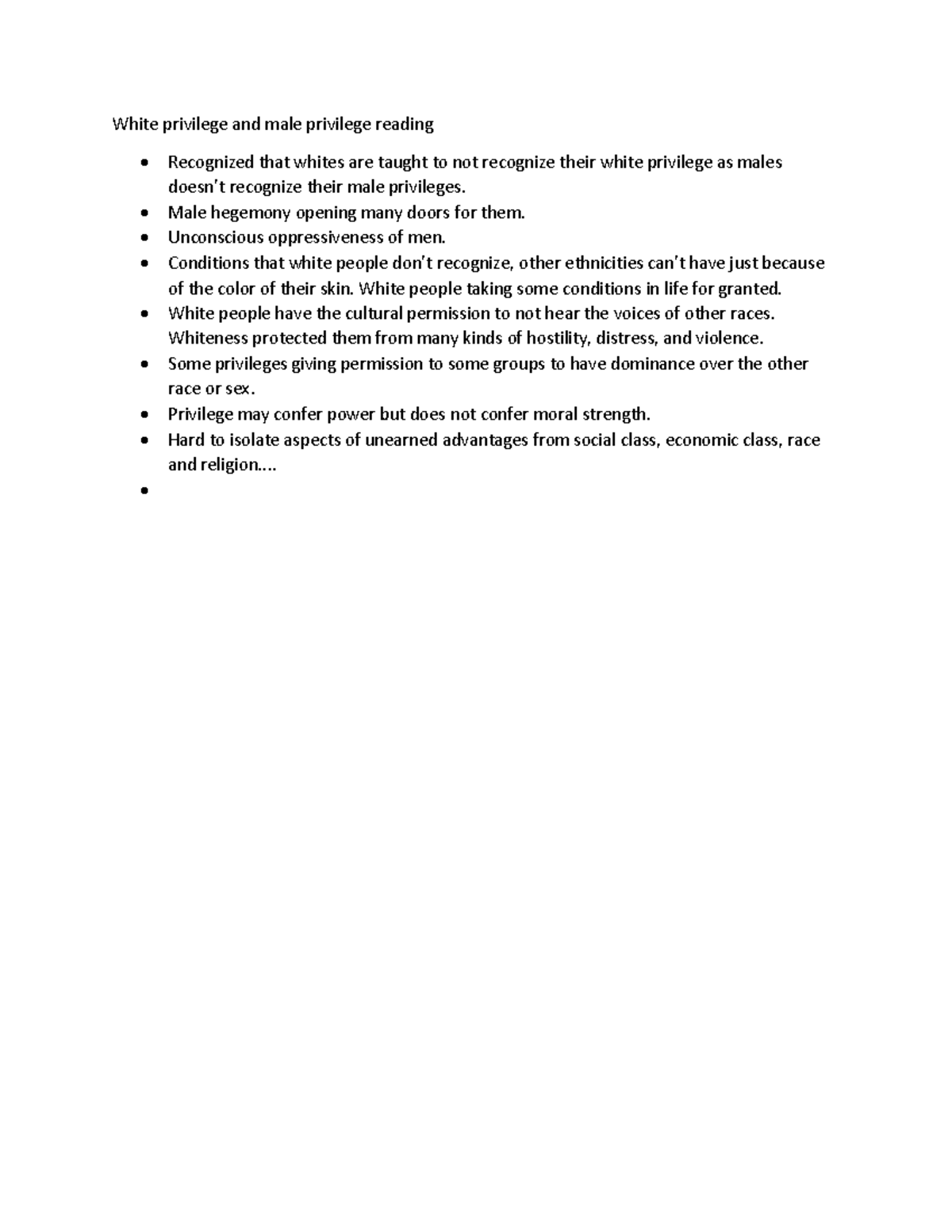 kine 1000 Hernan - White privilege and male privilege reading ...