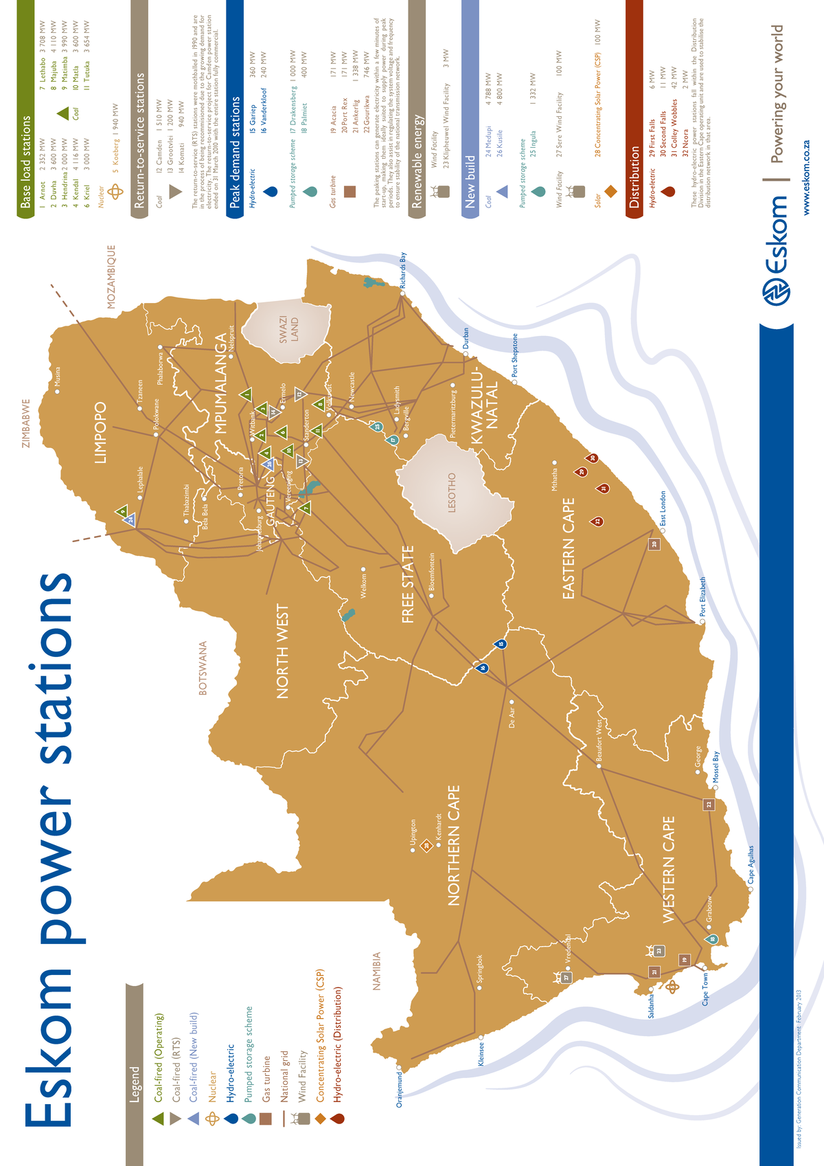 Eskom map - Eskom power stations Lephalale Thabazimbi Kenhardt ...