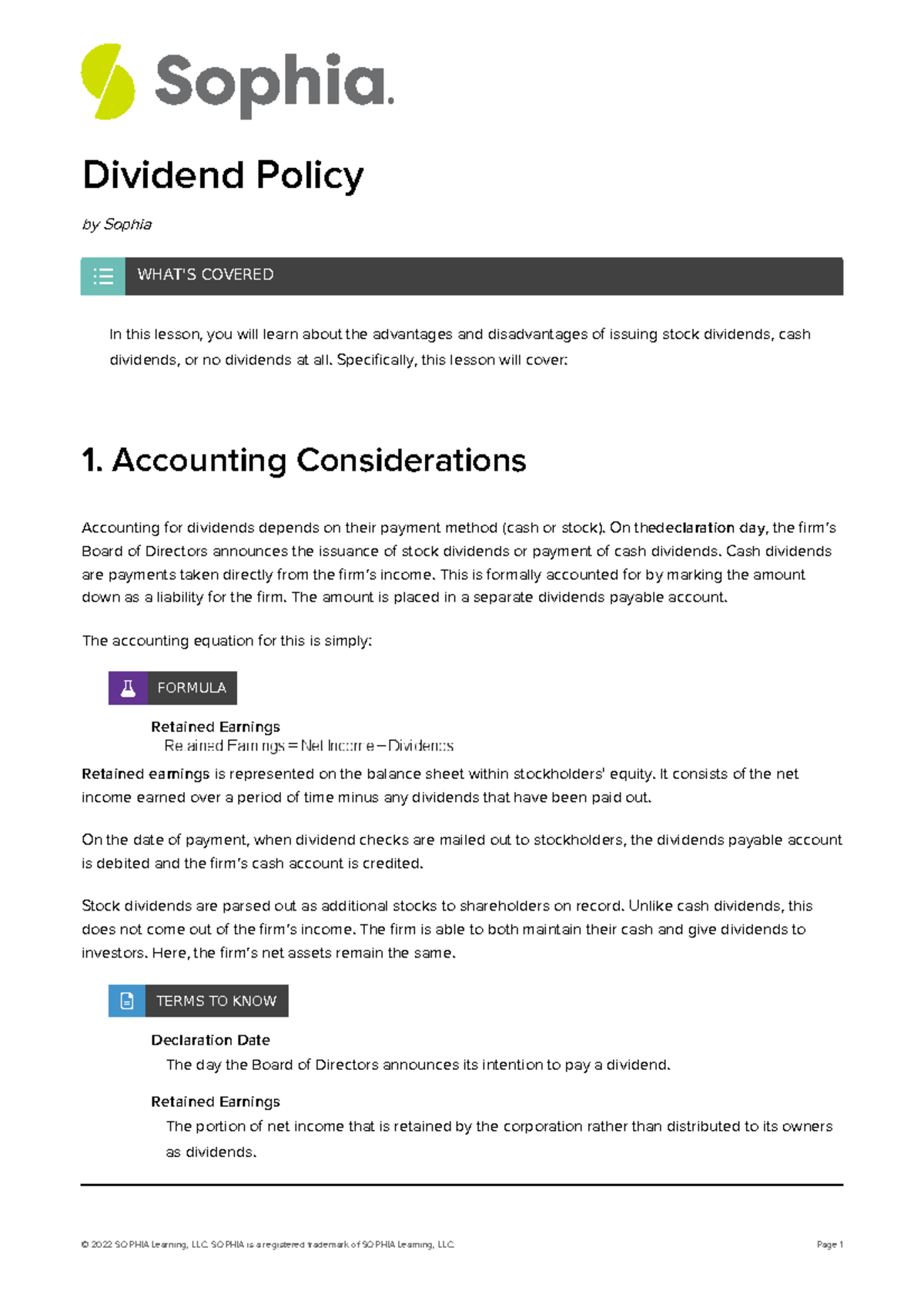 Dividend Policy - Dividend Policy By Sophia In This Lesson, You Will ...