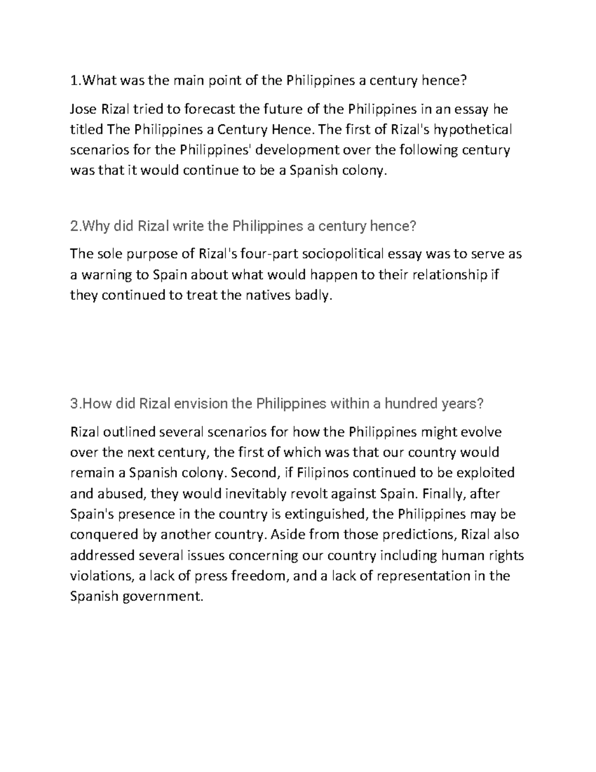 The Philippines a Century hence - The first of Rizal's hypothetical ...