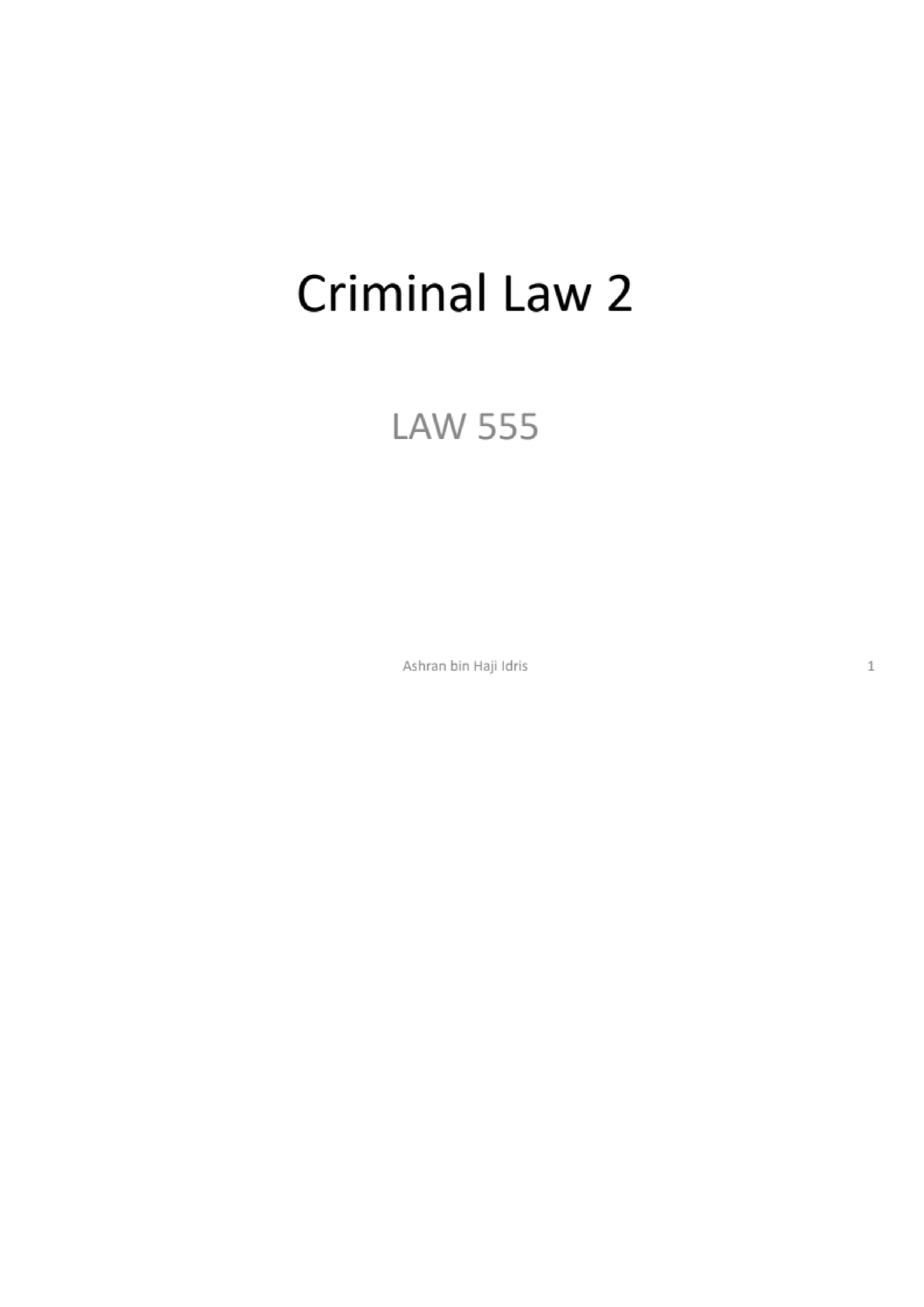 LAW555 Lesson PLAN Topic - Criminal Law 2 - Studocu