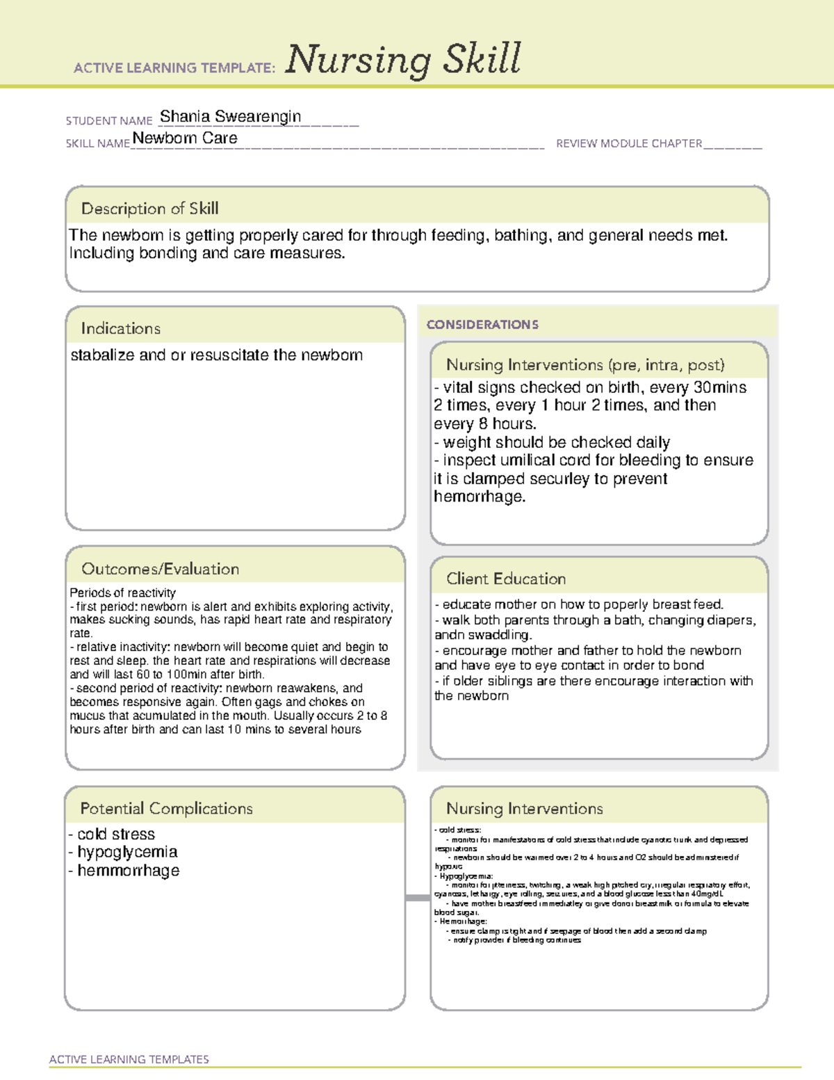 Active Learning Template Nursing Skill Vital Signs