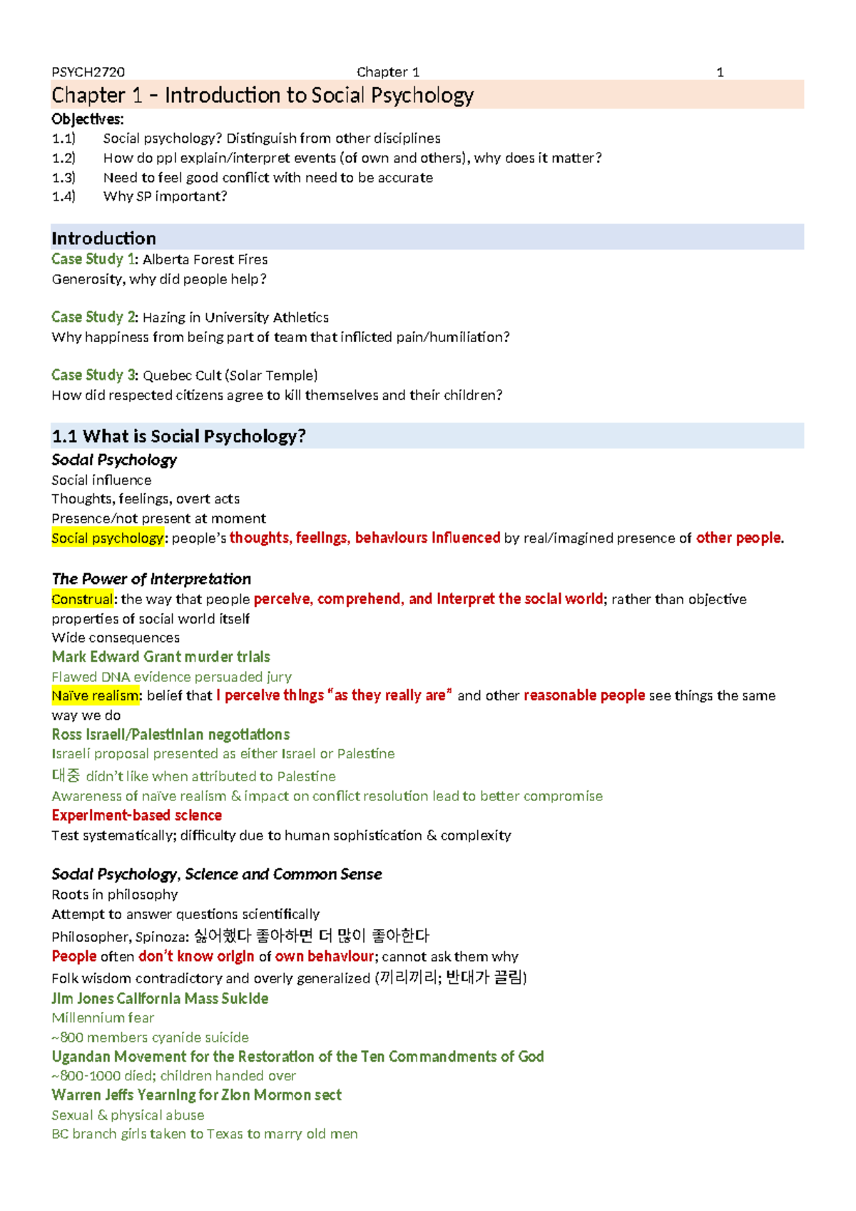 Chapter 1 Notes - PSYCH2720 Chapter 1 1 Chapter 1 – Introduction to ...